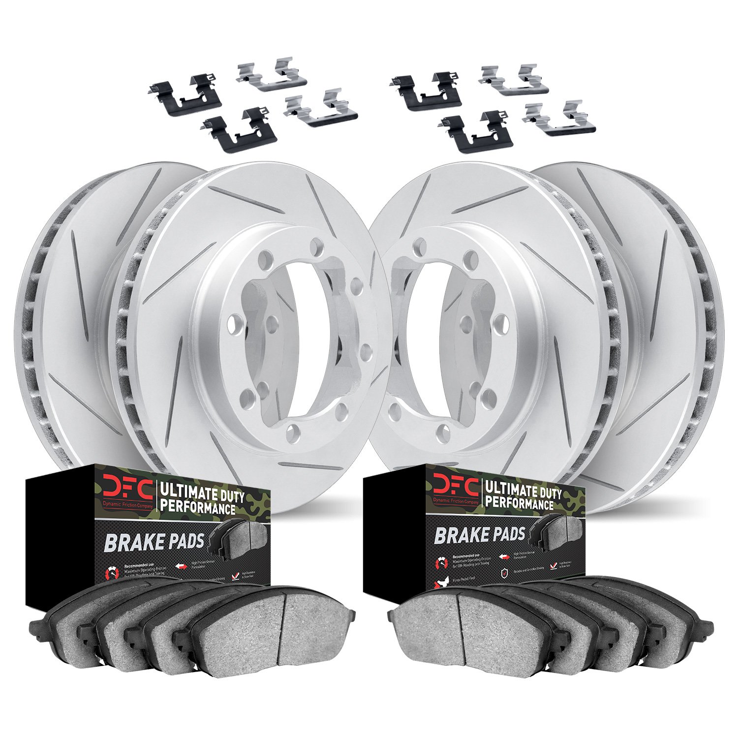 Geoperformance Slotted Brake Rotors with Ultimate-Duty Brake Pads