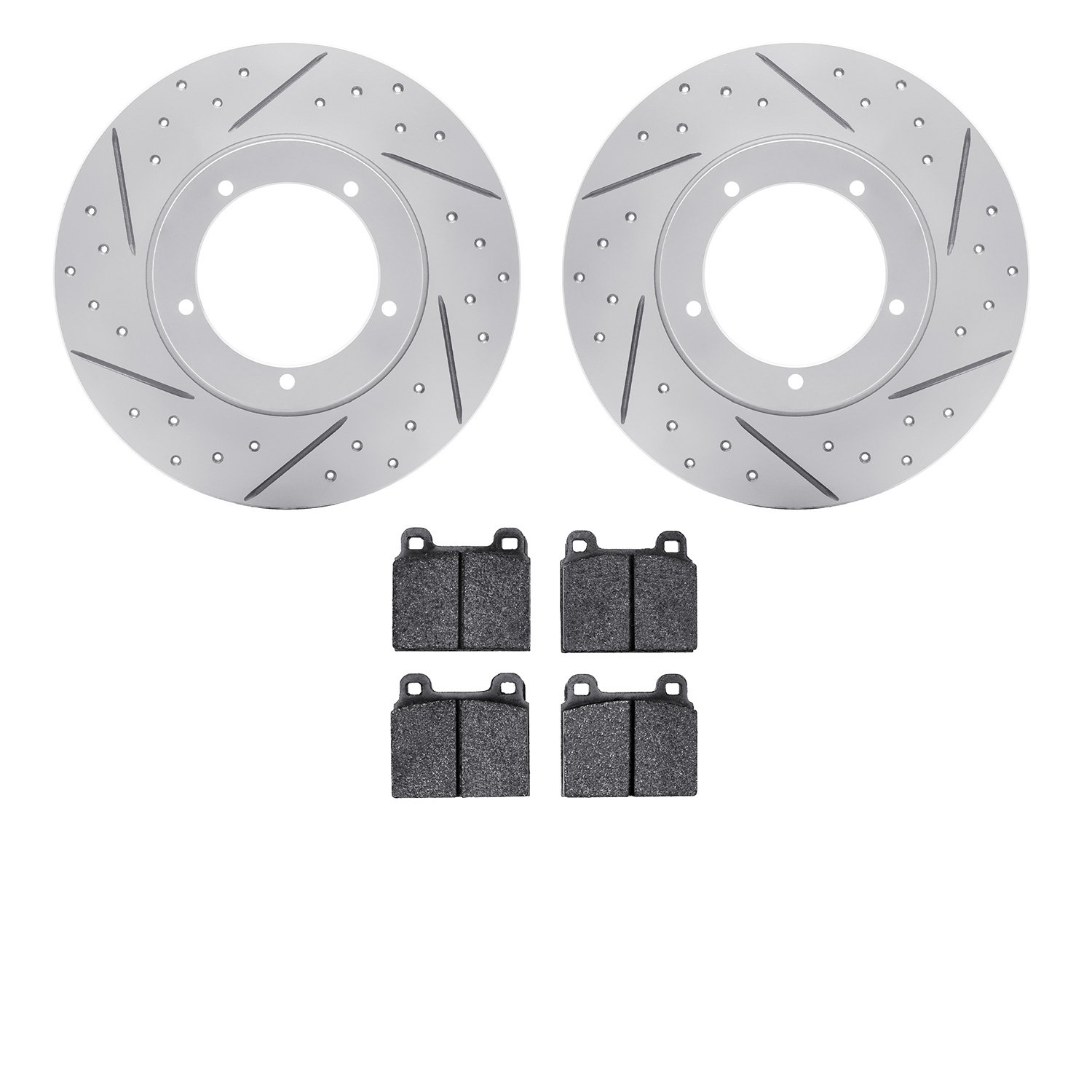 2502-02001 Geoperformance Drilled/Slotted Rotors w/5000 Advanced Brake Pads Kit, 1976-1976 Porsche, Position: Front