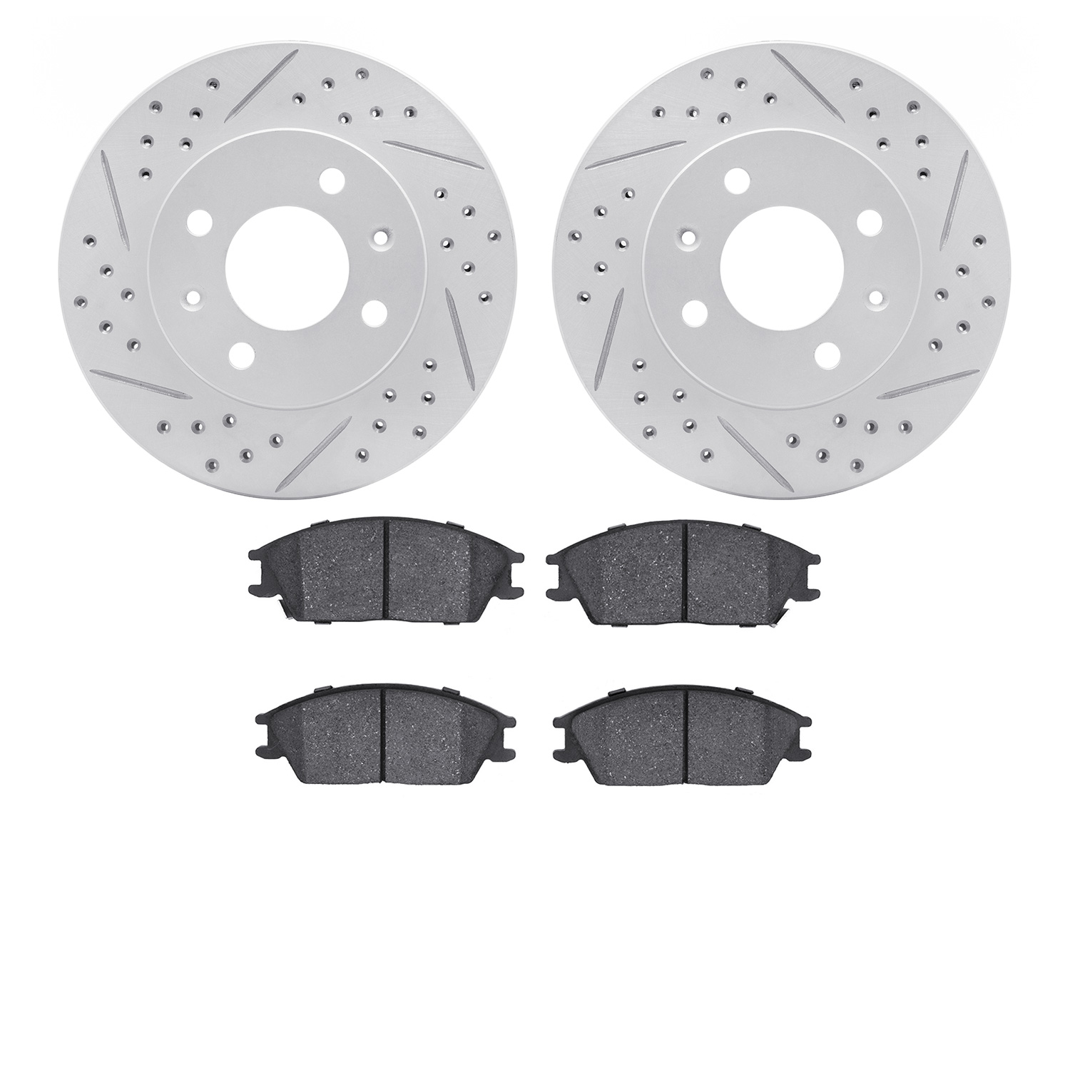 2502-03013 Geoperformance Drilled/Slotted Rotors w/5000 Advanced Brake Pads Kit, 2003-2006 Multiple Makes/Models, Position: Fron