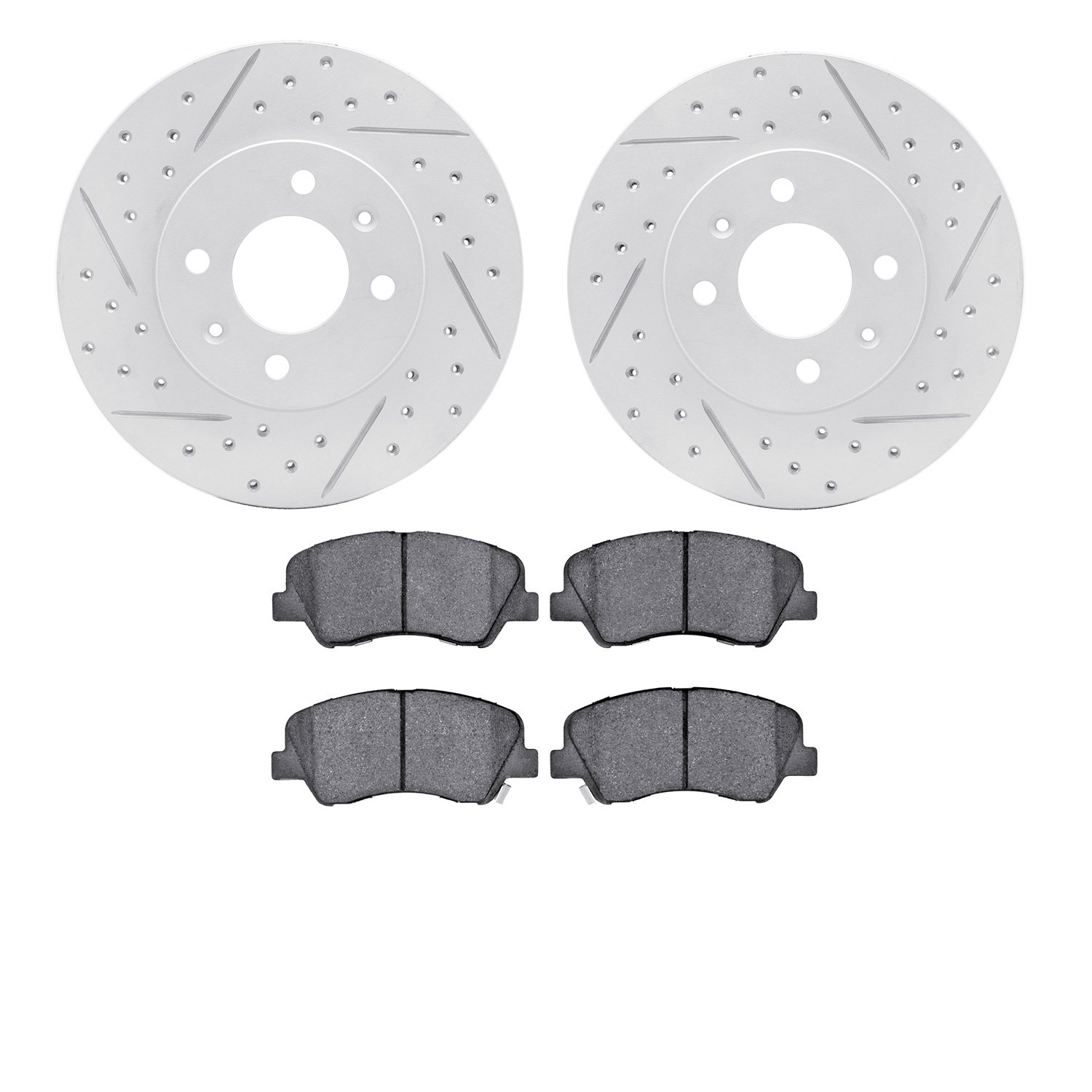 2502-03066 Geoperformance Drilled/Slotted Rotors w/5000 Advanced Brake Pads Kit, 2012-2017 Multiple Makes/Models, Position: Fron