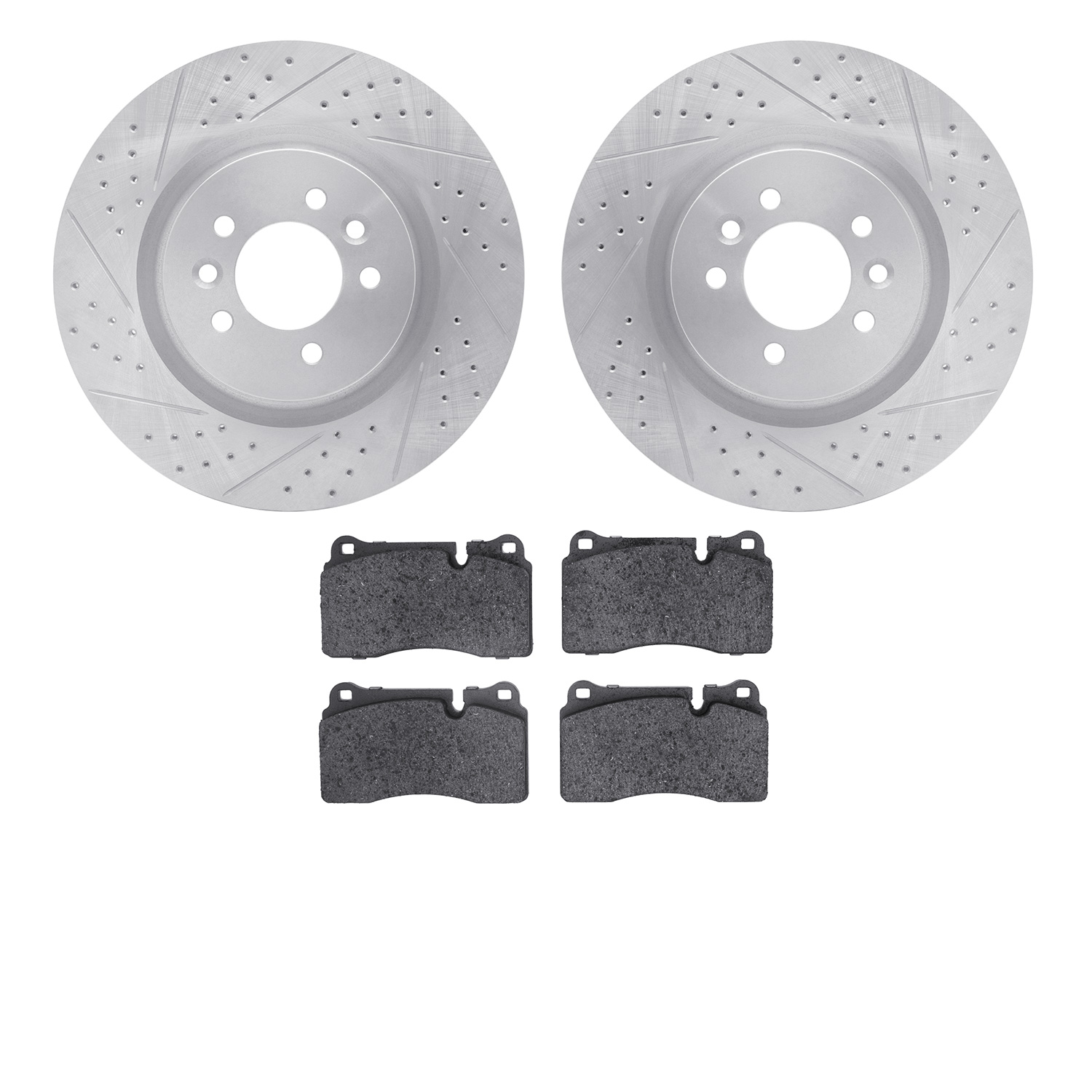 2502-11006 Geoperformance Drilled/Slotted Rotors w/5000 Advanced Brake Pads Kit, 2006-2009 Land Rover, Position: Front