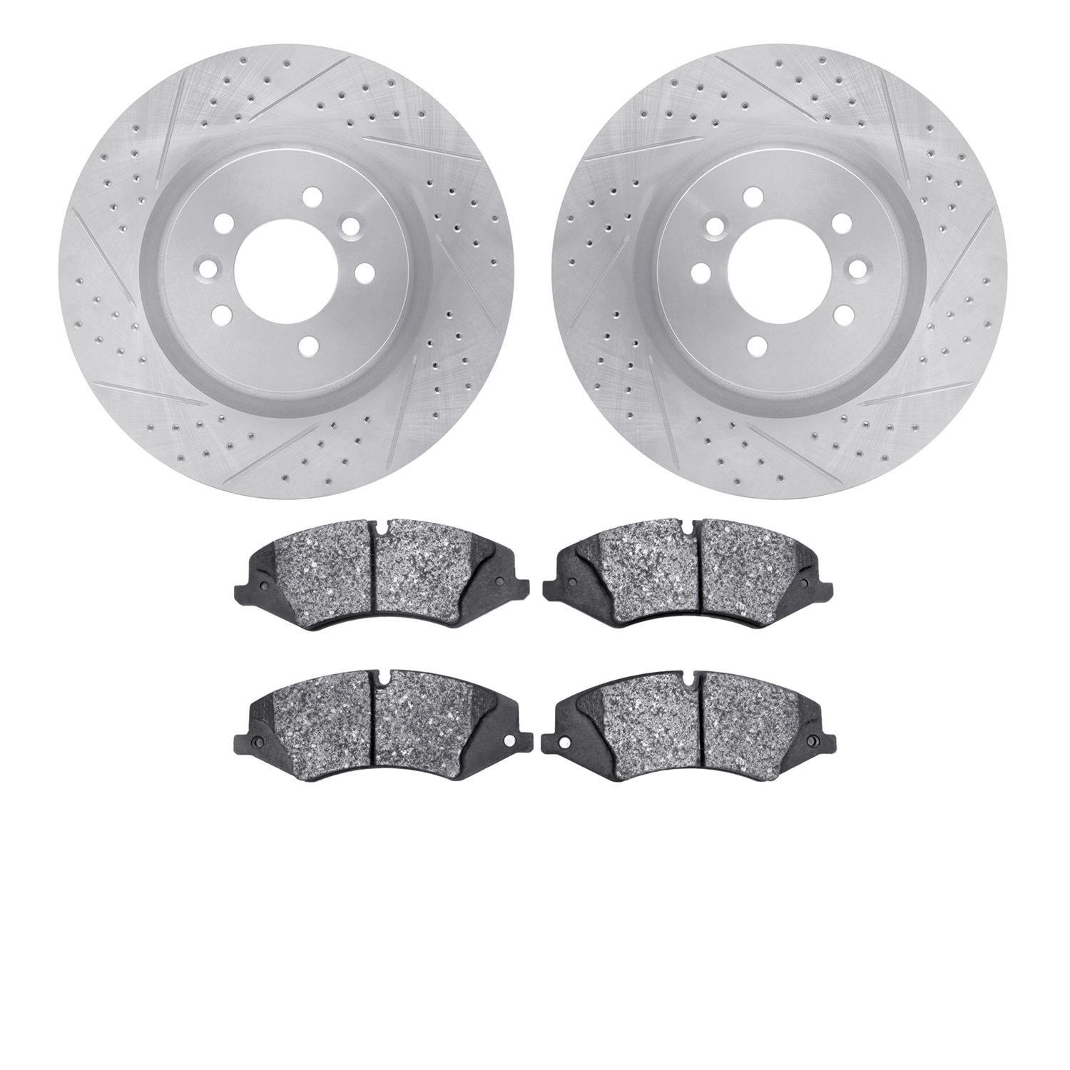2502-11007 Geoperformance Drilled/Slotted Rotors w/5000 Advanced Brake Pads Kit, 2010-2017 Land Rover, Position: Front