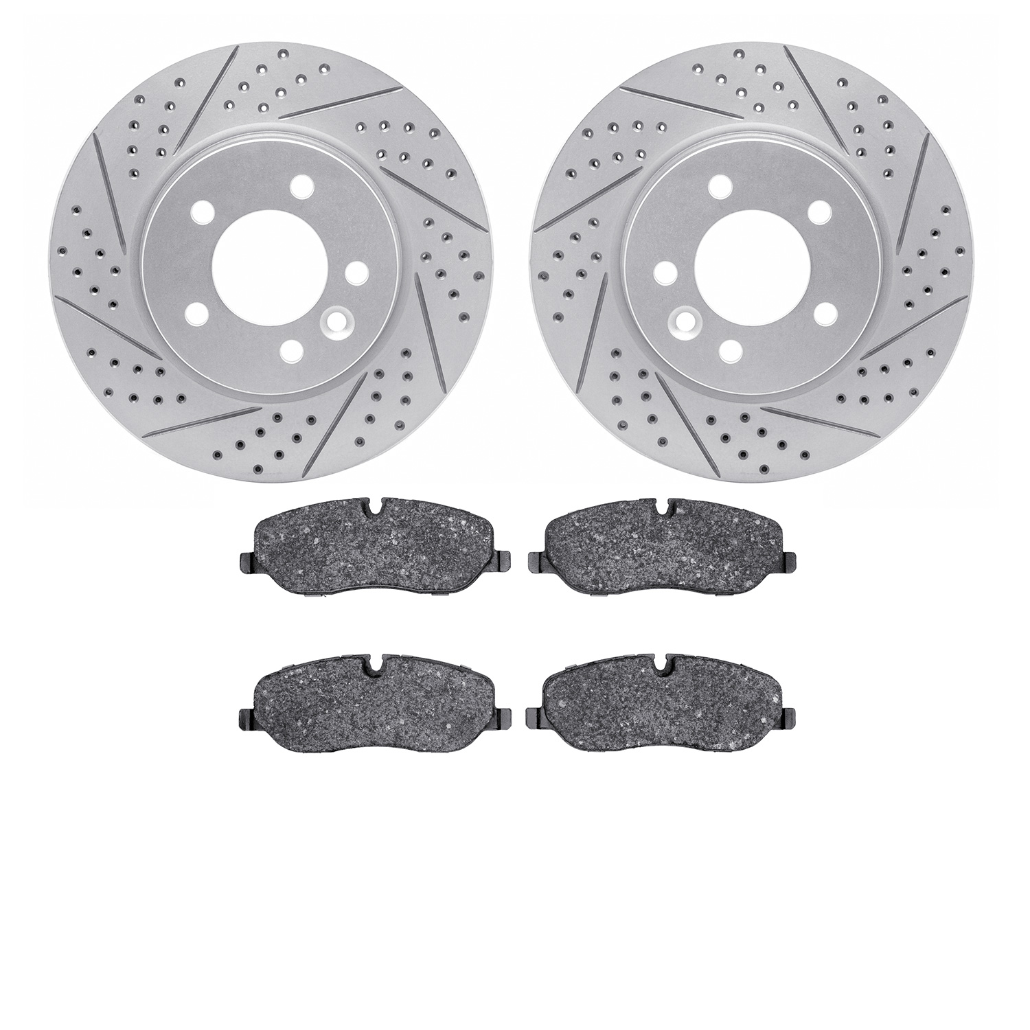 2502-11013 Geoperformance Drilled/Slotted Rotors w/5000 Advanced Brake Pads Kit, 2005-2007 Land Rover, Position: Front
