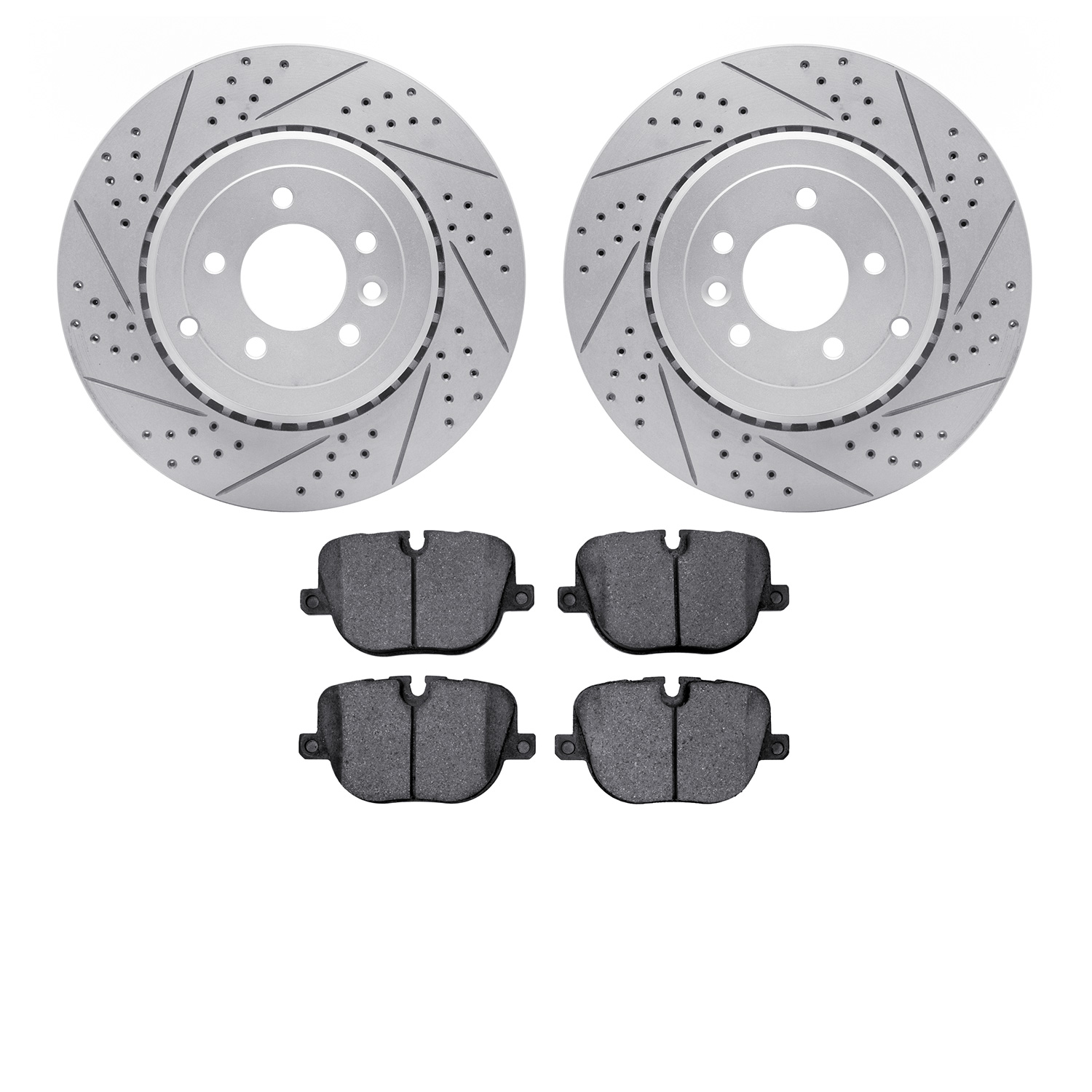 2502-11024 Geoperformance Drilled/Slotted Rotors w/5000 Advanced Brake Pads Kit, 2010-2013 Land Rover, Position: Rear