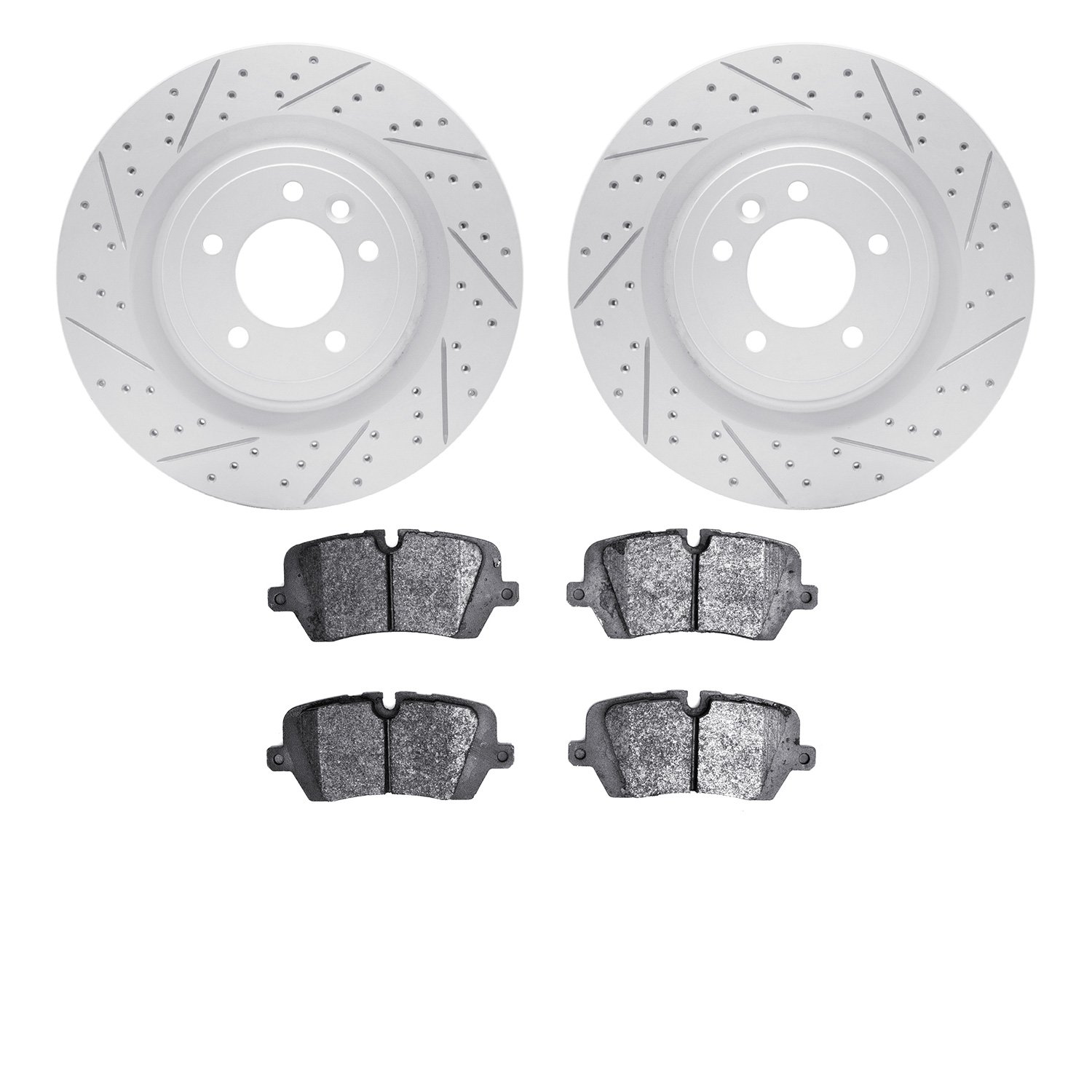 2502-11033 Geoperformance Drilled/Slotted Rotors w/5000 Advanced Brake Pads Kit, Fits Select Land Rover, Position: Rear