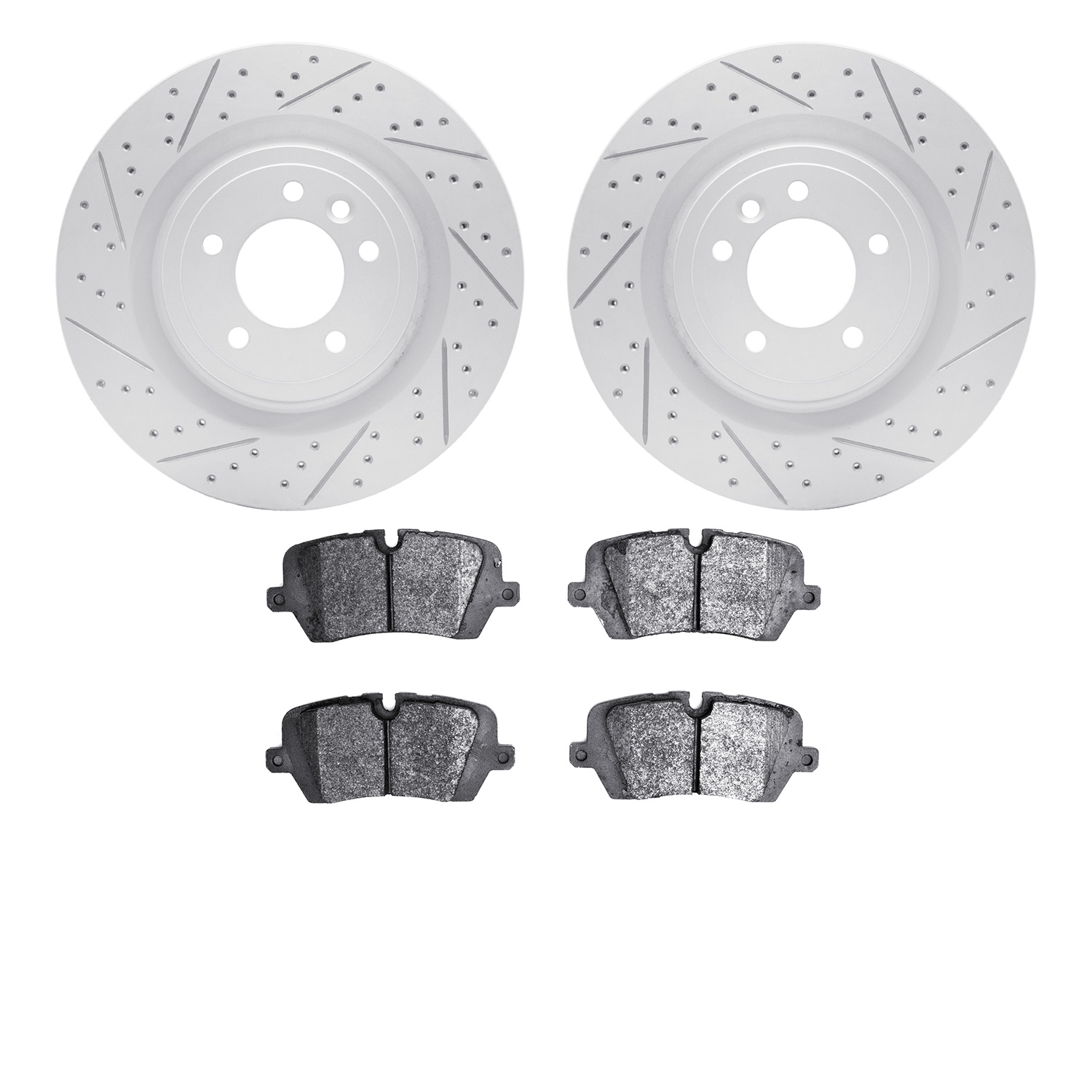 2502-11034 Geoperformance Drilled/Slotted Rotors w/5000 Advanced Brake Pads Kit, 2014-2017 Land Rover, Position: Rear