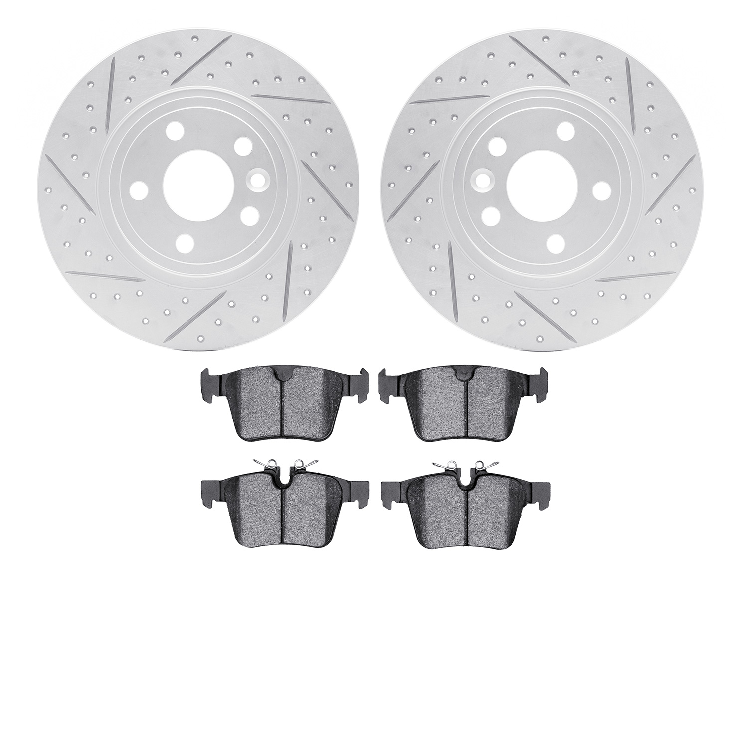 2502-11035 Geoperformance Drilled/Slotted Rotors w/5000 Advanced Brake Pads Kit, 2015-2020 Multiple Makes/Models, Position: Rear