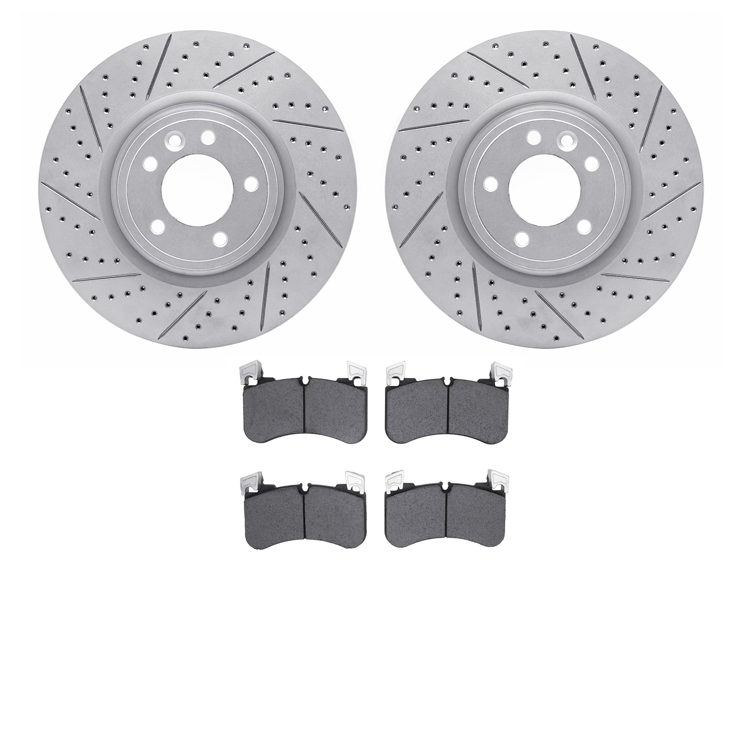 2502-11044 Geoperformance Drilled/Slotted Rotors w/5000 Advanced Brake Pads Kit, 2018-2021 Land Rover, Position: Front