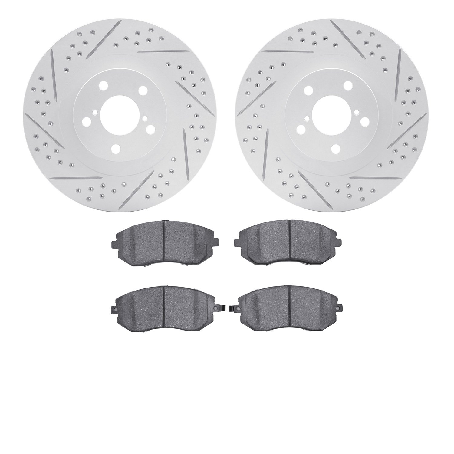 2502-13030 Geoperformance Drilled/Slotted Rotors w/5000 Advanced Brake Pads Kit, 2002-2008 GM, Position: Front