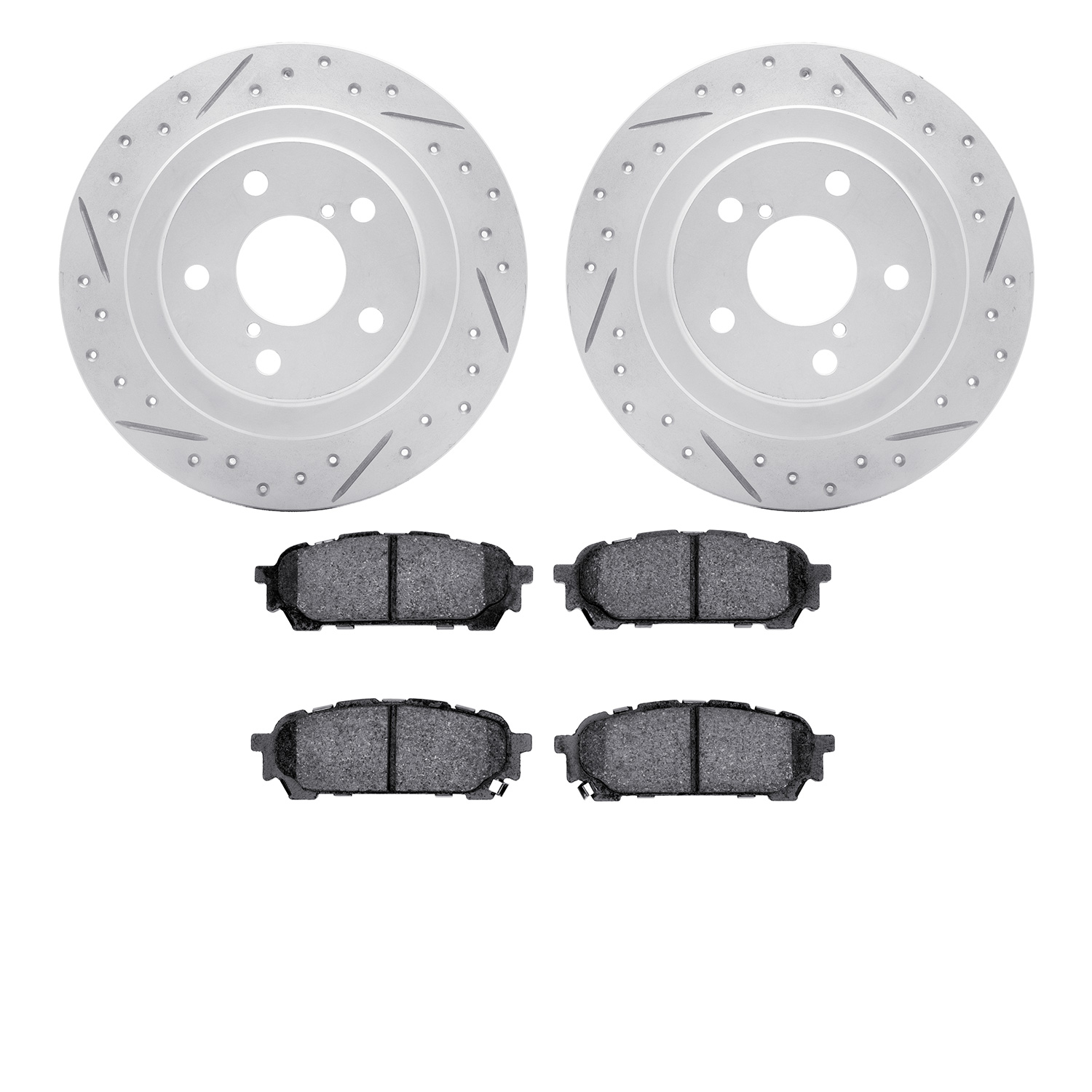 2502-13036 Geoperformance Drilled/Slotted Rotors w/5000 Advanced Brake Pads Kit, 2003-2008 GM, Position: Rear