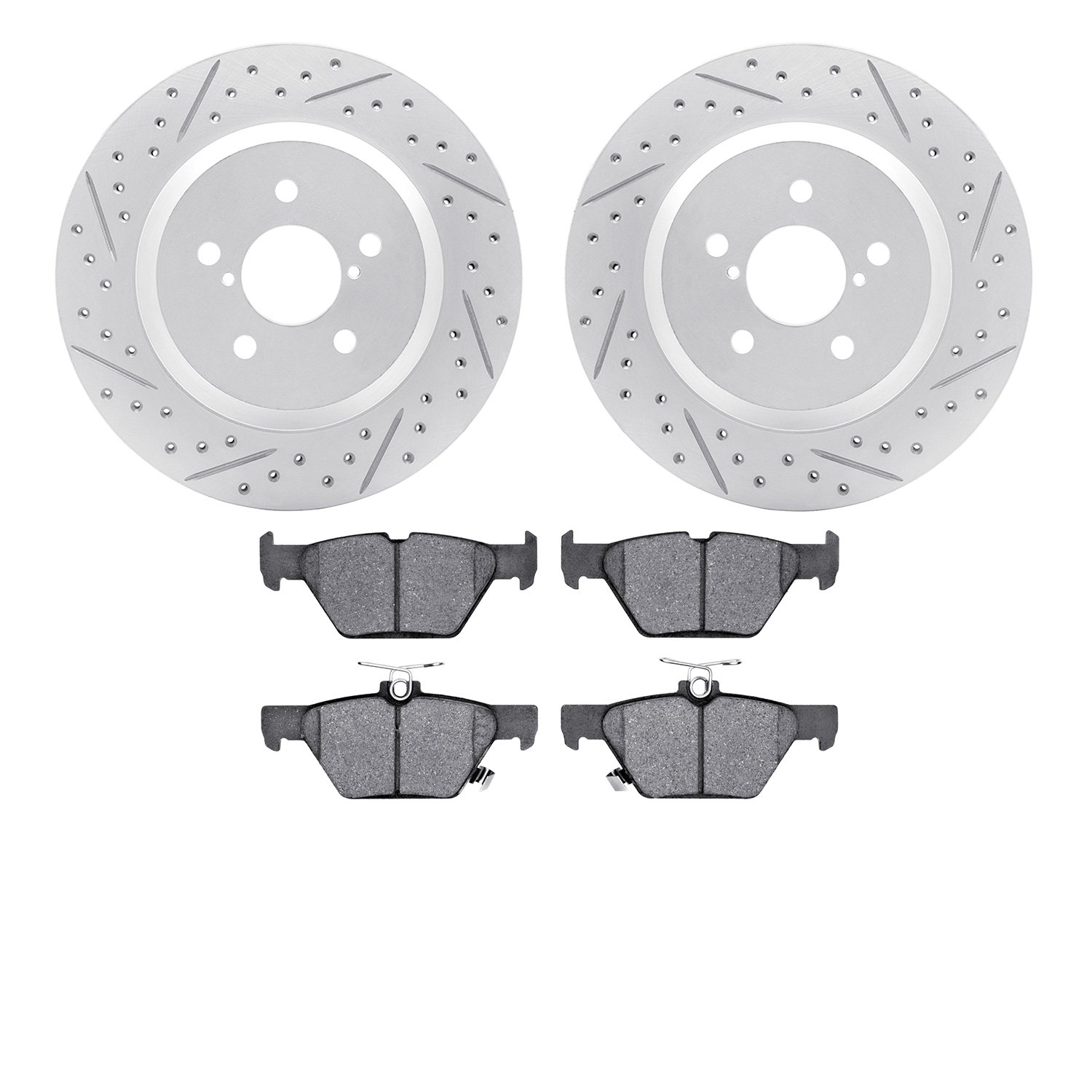 2502-13047 Geoperformance Drilled/Slotted Rotors w/5000 Advanced Brake Pads Kit, Fits Select Subaru, Position: Rear