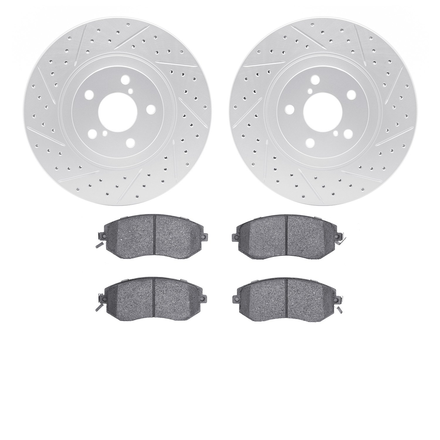2502-13051 Geoperformance Drilled/Slotted Rotors w/5000 Advanced Brake Pads Kit, 2010-2020 Multiple Makes/Models, Position: Fron