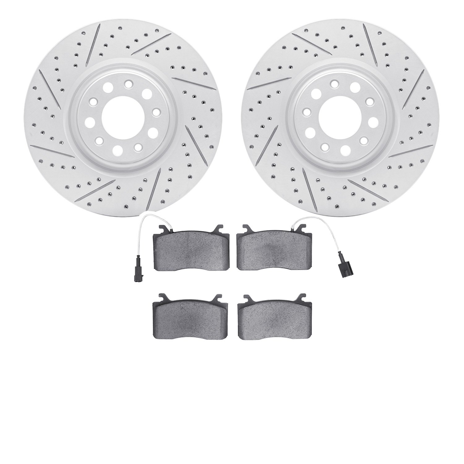 2502-16002 Geoperformance Drilled/Slotted Rotors w/5000 Advanced Brake Pads Kit, 2017-2021 Alfa Romeo, Position: Front