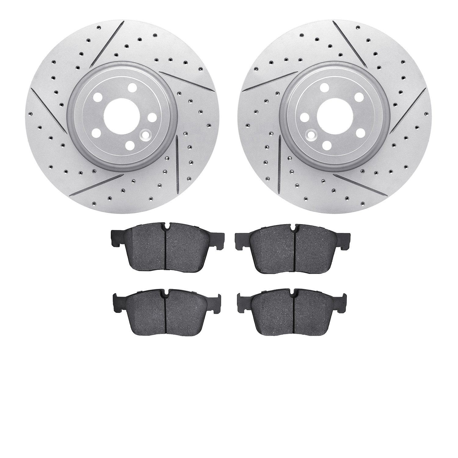 2502-20035 Geoperformance Drilled/Slotted Rotors w/5000 Advanced Brake Pads Kit, 2017-2020 Multiple Makes/Models, Position: Fron