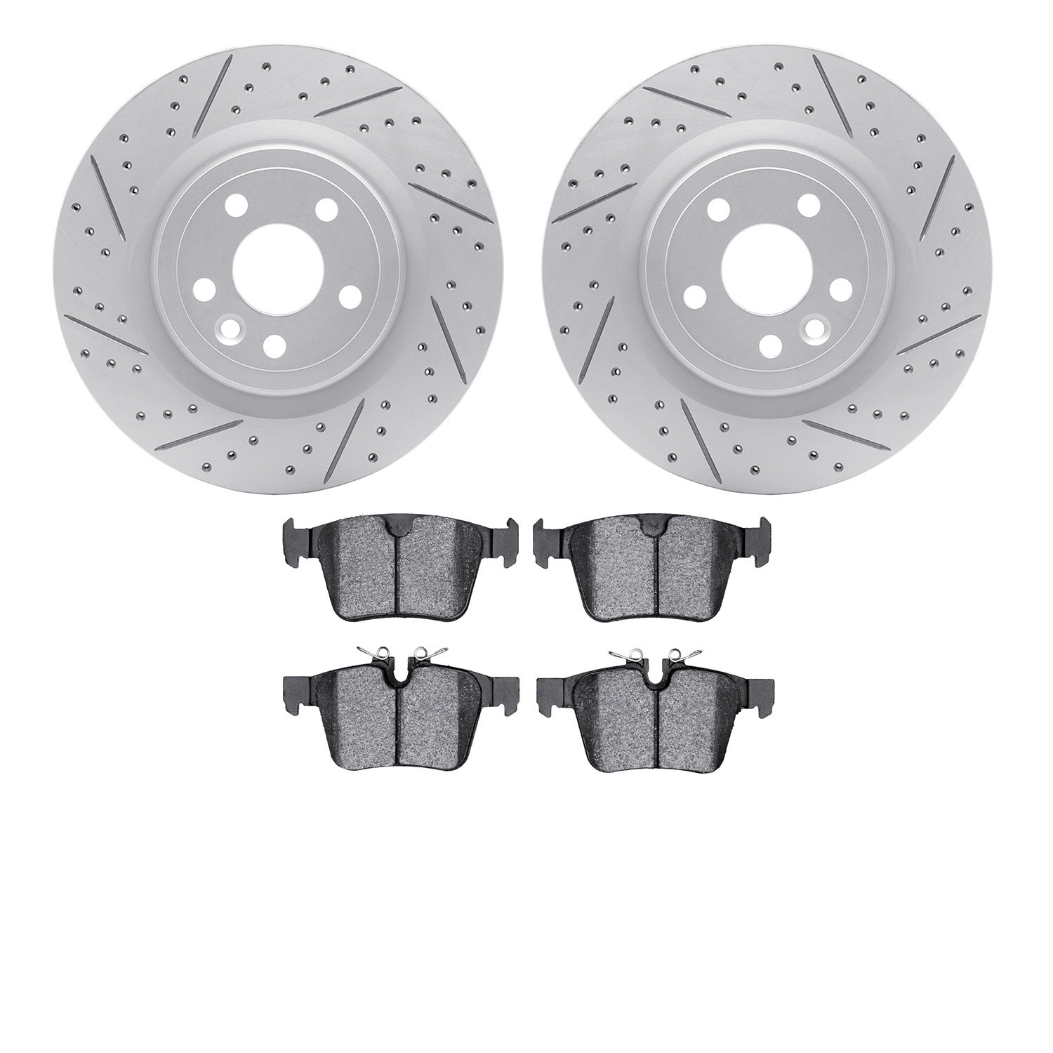 2502-20038 Geoperformance Drilled/Slotted Rotors w/5000 Advanced Brake Pads Kit, 2017-2020 Multiple Makes/Models, Position: Rear