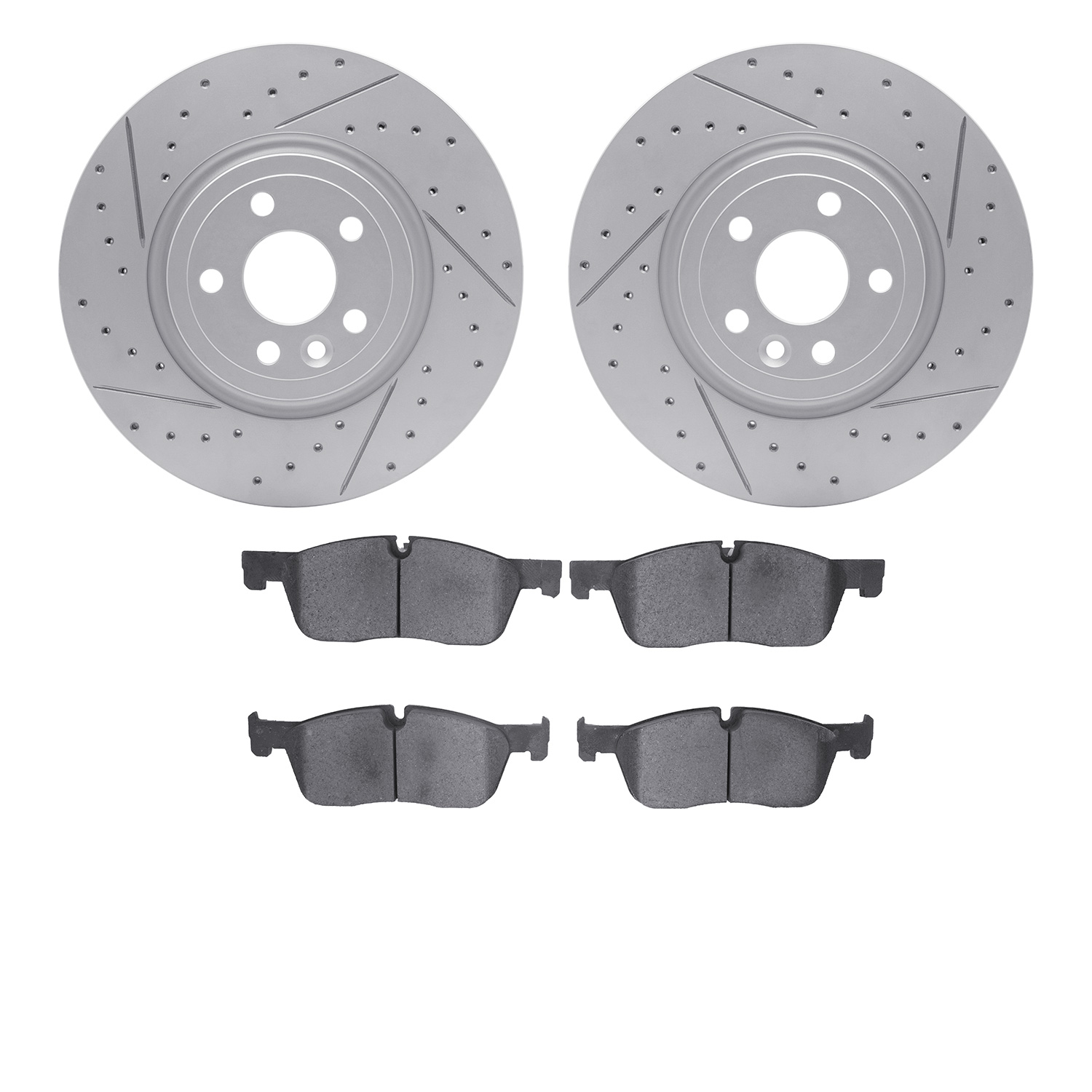 2502-20043 Geoperformance Drilled/Slotted Rotors w/5000 Advanced Brake Pads Kit, 2017-2019 Multiple Makes/Models, Position: Fron