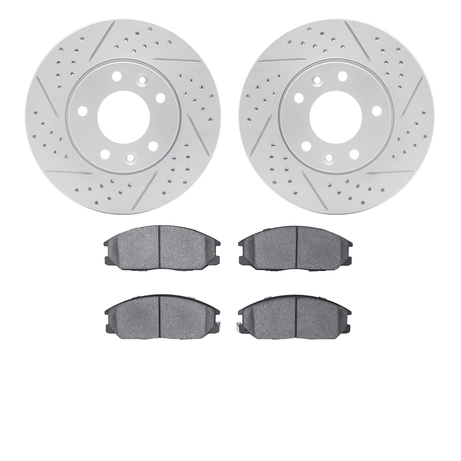 2502-21017 Geoperformance Drilled/Slotted Rotors w/5000 Advanced Brake Pads Kit, 2004-2005 Kia/Hyundai/Genesis, Position: Front