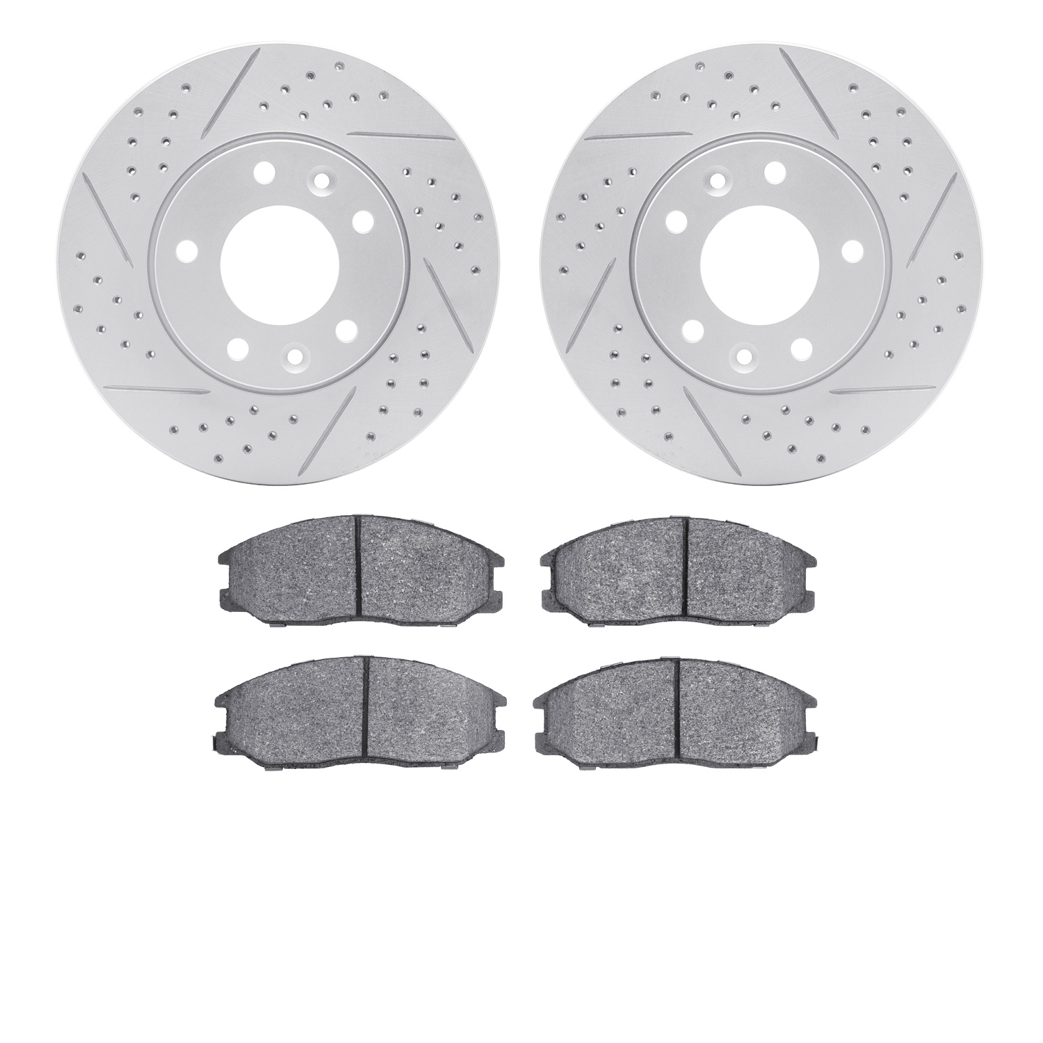 2502-21018 Geoperformance Drilled/Slotted Rotors w/5000 Advanced Brake Pads Kit, 2003-2003 Kia/Hyundai/Genesis, Position: Front