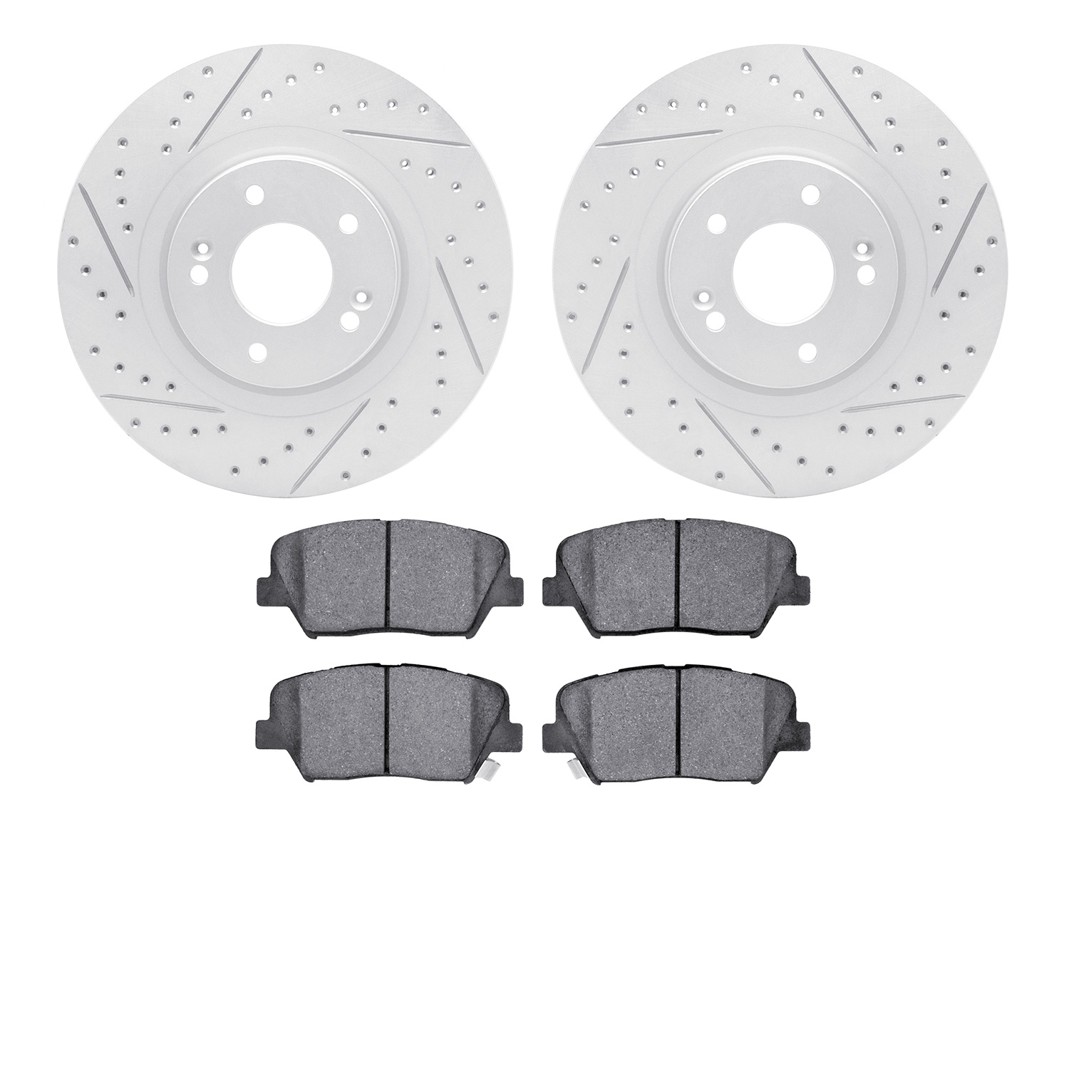 2502-21039 Geoperformance Drilled/Slotted Rotors w/5000 Advanced Brake Pads Kit, 2015-2020 Kia/Hyundai/Genesis, Position: Front