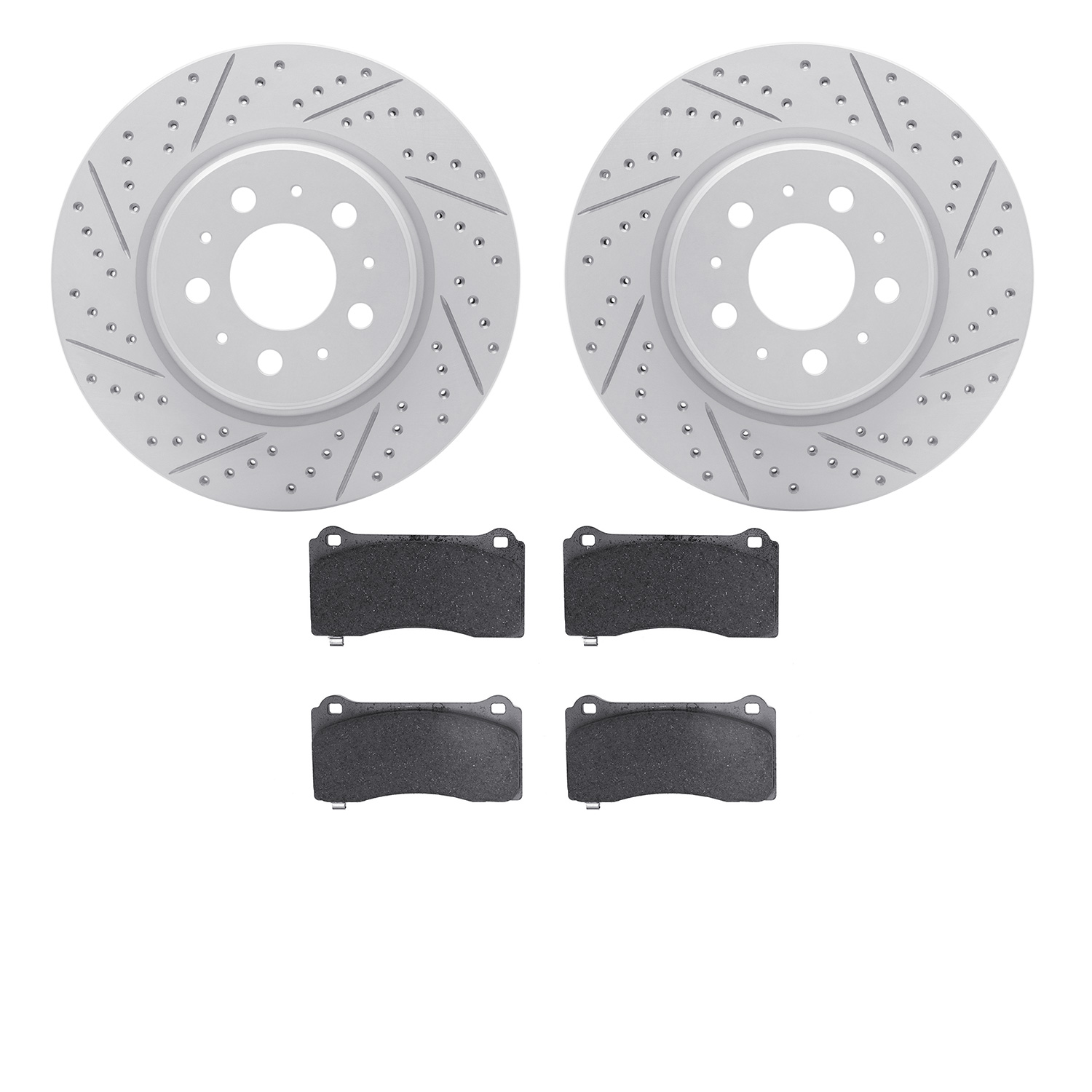 2502-26006 Geoperformance Drilled/Slotted Rotors w/5000 Advanced Brake Pads Kit, Fits Select Tesla, Position: Front