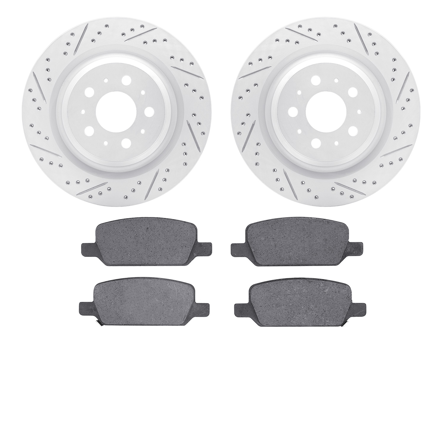 2502-26007 Geoperformance Drilled/Slotted Rotors w/5000 Advanced Brake Pads Kit, Fits Select Tesla, Position: Rear