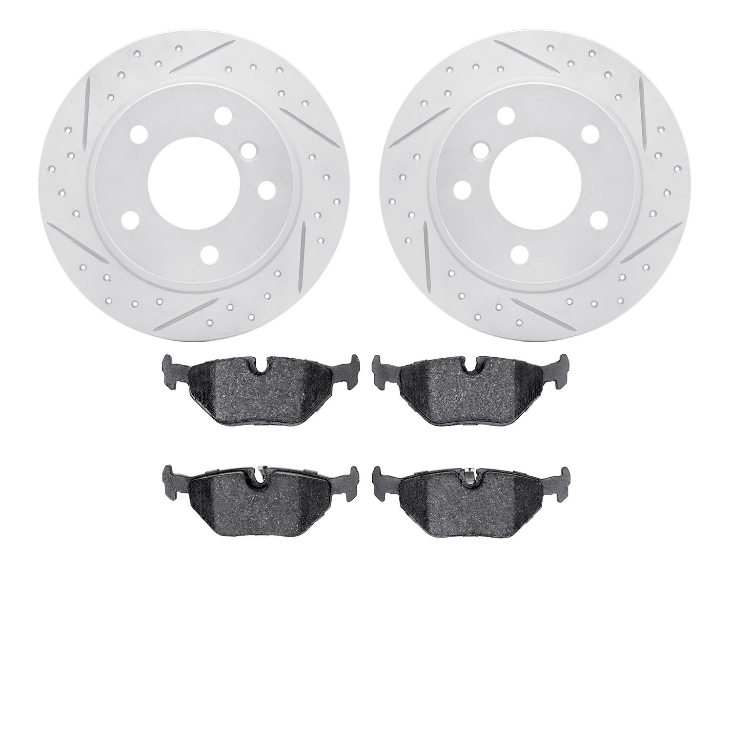 2502-31023 Geoperformance Drilled/Slotted Rotors w/5000 Advanced Brake Pads Kit, 1998-2002 BMW, Position: Rear