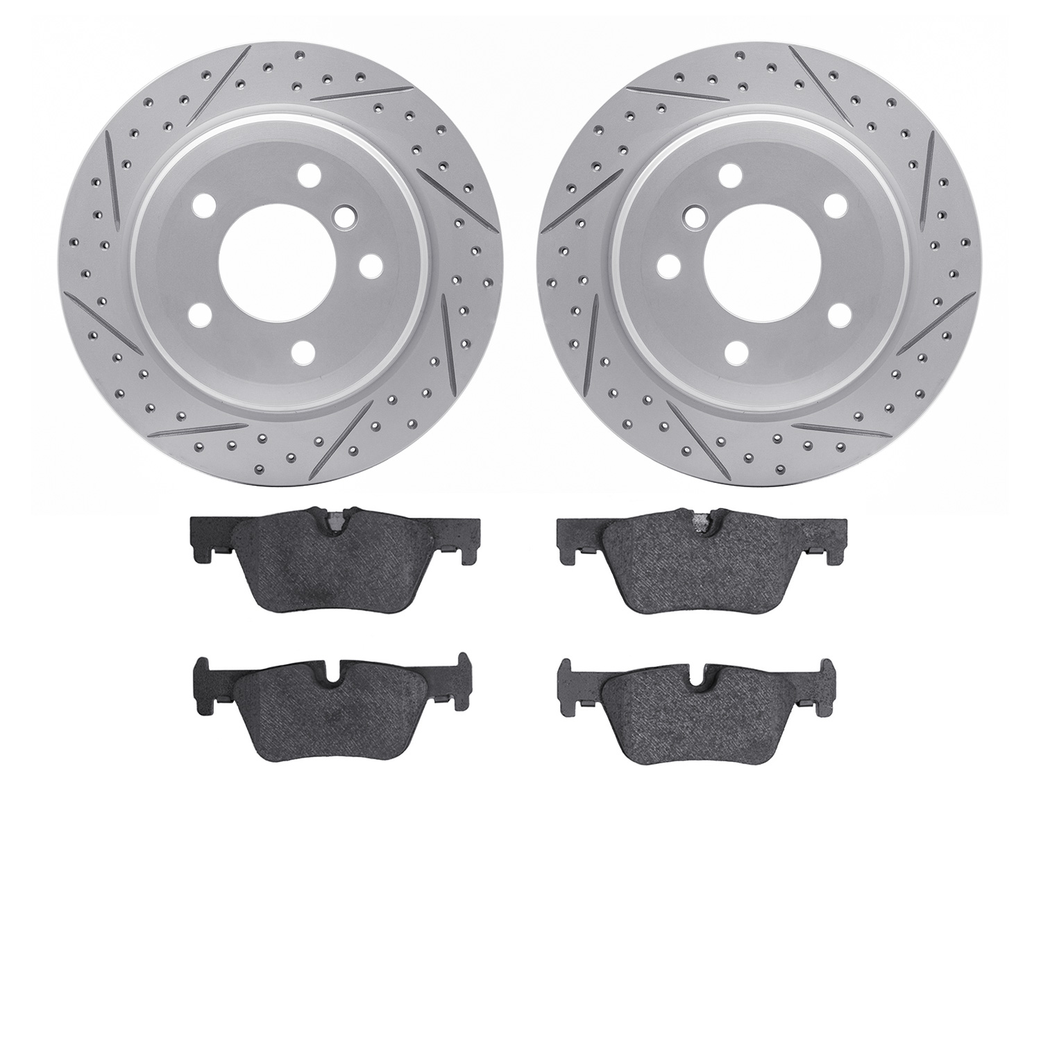 2502-31059 Geoperformance Drilled/Slotted Rotors w/5000 Advanced Brake Pads Kit, 2013-2013 BMW, Position: Rear