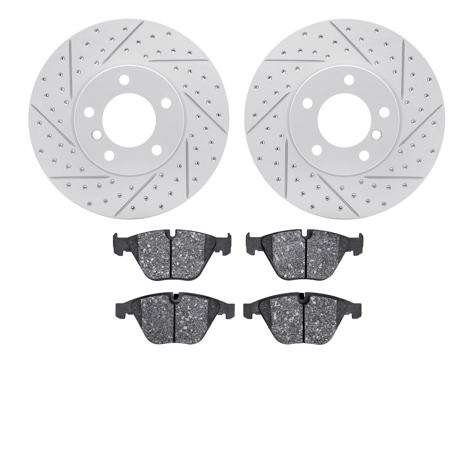 2502-31065 Geoperformance Drilled/Slotted Rotors w/5000 Advanced Brake Pads Kit, 2008-2015 BMW, Position: Front
