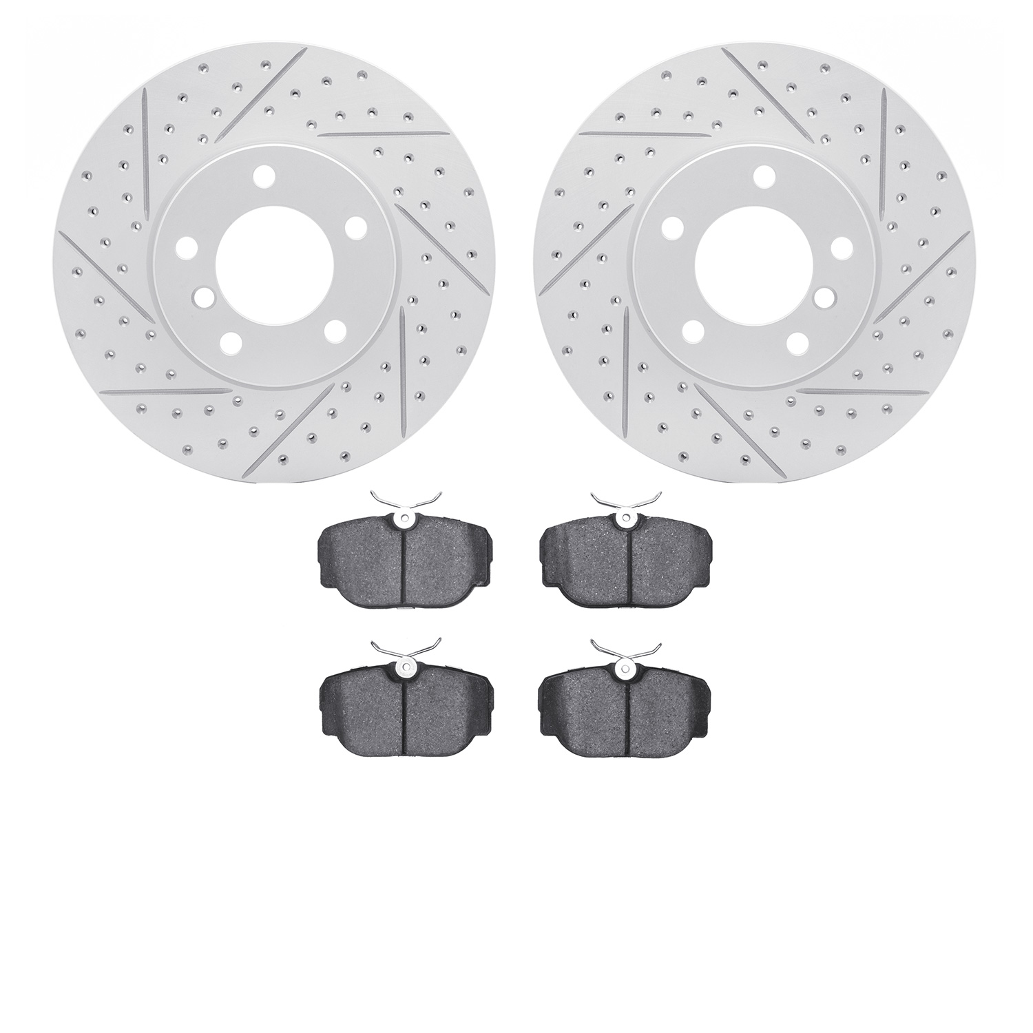 2502-31066 Geoperformance Drilled/Slotted Rotors w/5000 Advanced Brake Pads Kit, 2007-2013 BMW, Position: Front
