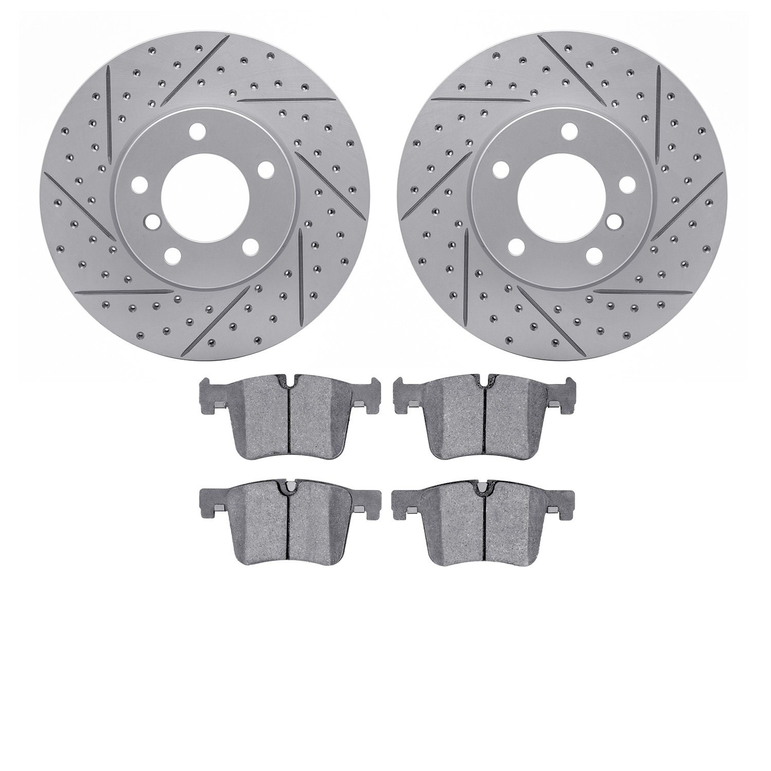 2502-31067 Geoperformance Drilled/Slotted Rotors w/5000 Advanced Brake Pads Kit, 2012-2021 BMW, Position: Front