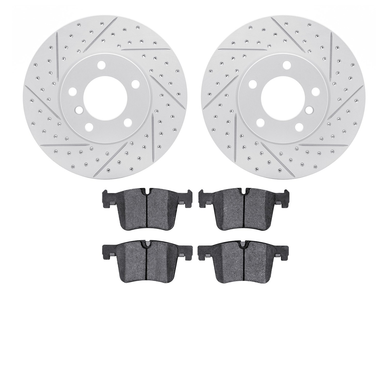 2502-31068 Geoperformance Drilled/Slotted Rotors w/5000 Advanced Brake Pads Kit, 2013-2013 BMW, Position: Front