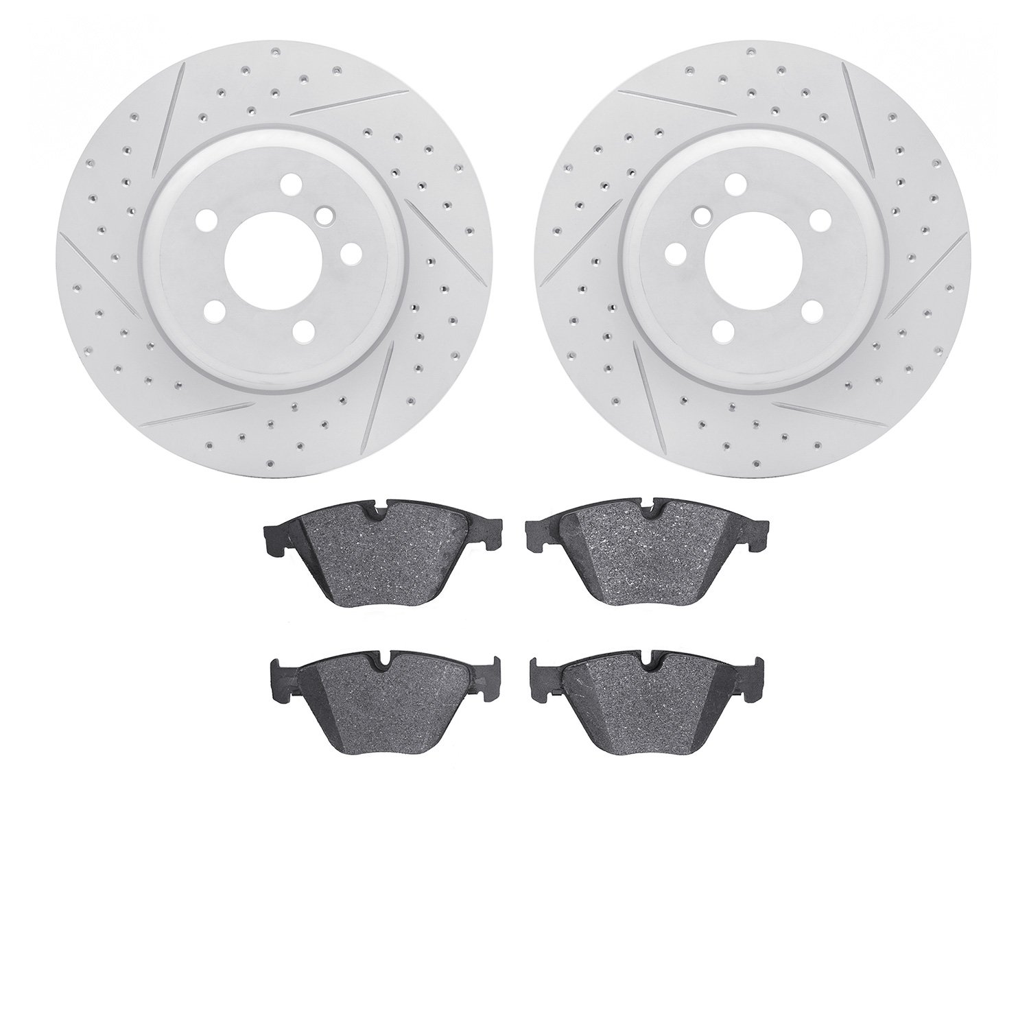 2502-31072 Geoperformance Drilled/Slotted Rotors w/5000 Advanced Brake Pads Kit, 2012-2019 BMW, Position: Front