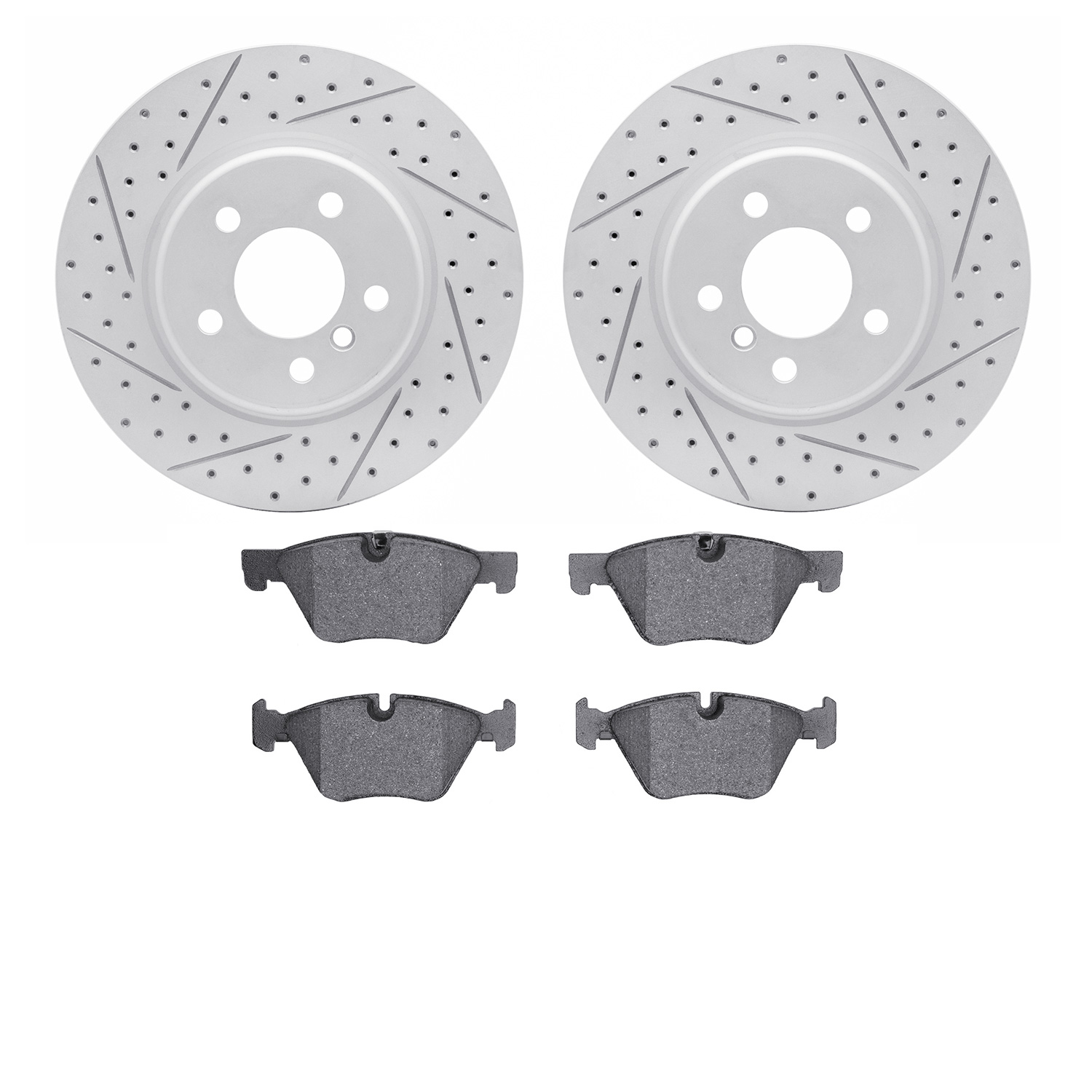 2502-31076 Geoperformance Drilled/Slotted Rotors w/5000 Advanced Brake Pads Kit, 2011-2011 BMW, Position: Front