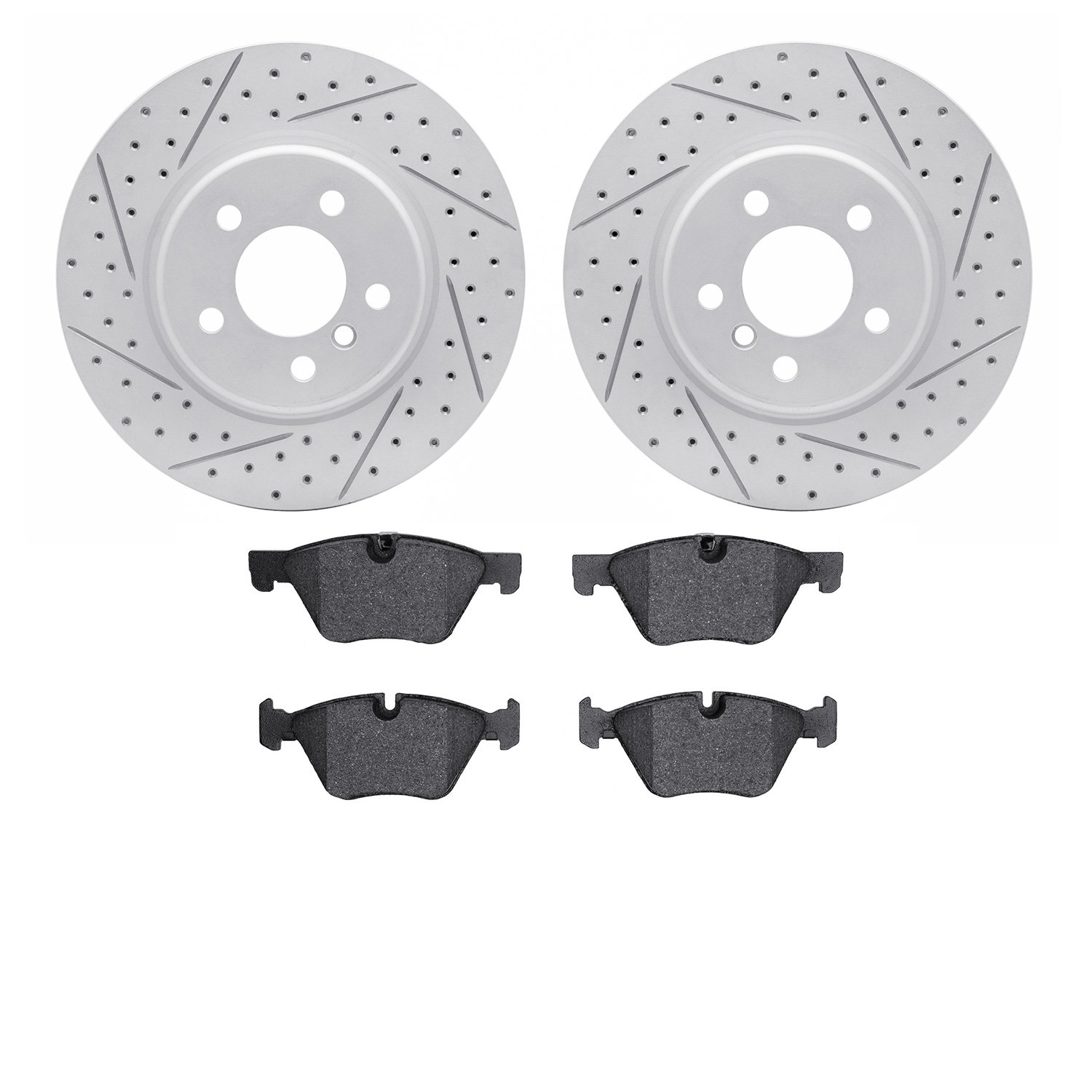 2502-31077 Geoperformance Drilled/Slotted Rotors w/5000 Advanced Brake Pads Kit, 2012-2016 BMW, Position: Front