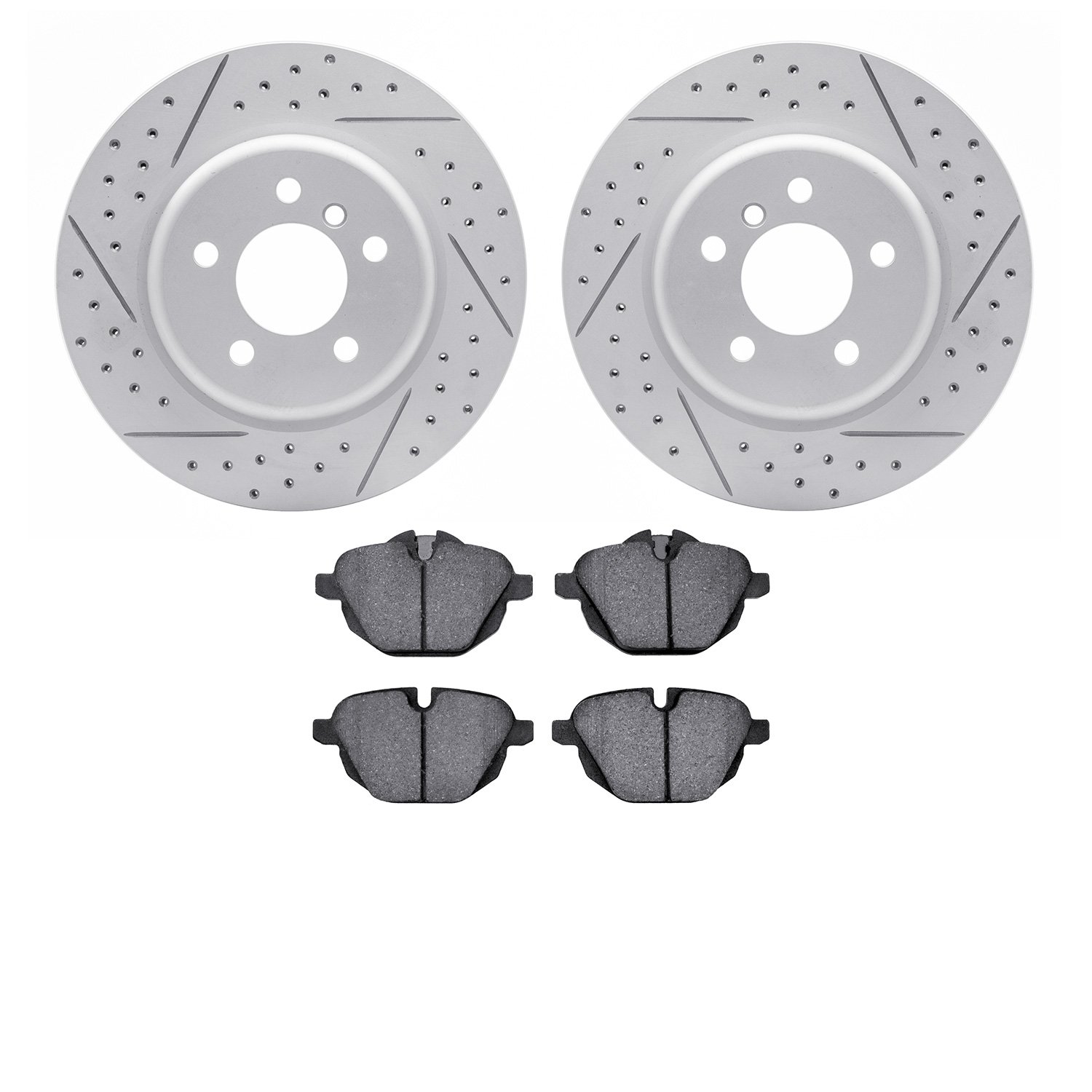2502-31079 Geoperformance Drilled/Slotted Rotors w/5000 Advanced Brake Pads Kit, 2011-2016 BMW, Position: Rear