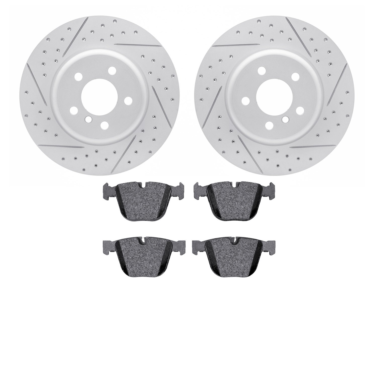 2502-31081 Geoperformance Drilled/Slotted Rotors w/5000 Advanced Brake Pads Kit, 2011-2015 BMW, Position: Rear