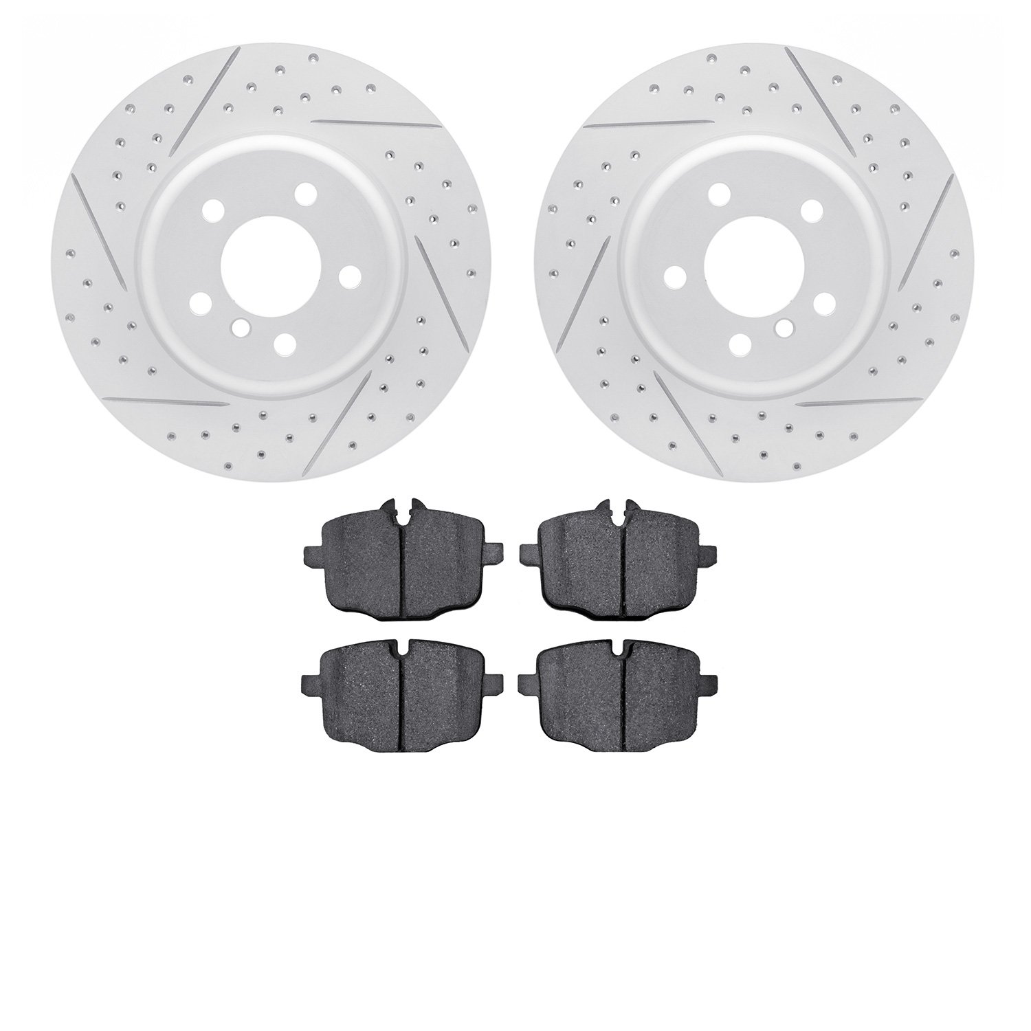 2502-31084 Geoperformance Drilled/Slotted Rotors w/5000 Advanced Brake Pads Kit, 2011-2019 BMW, Position: Rear