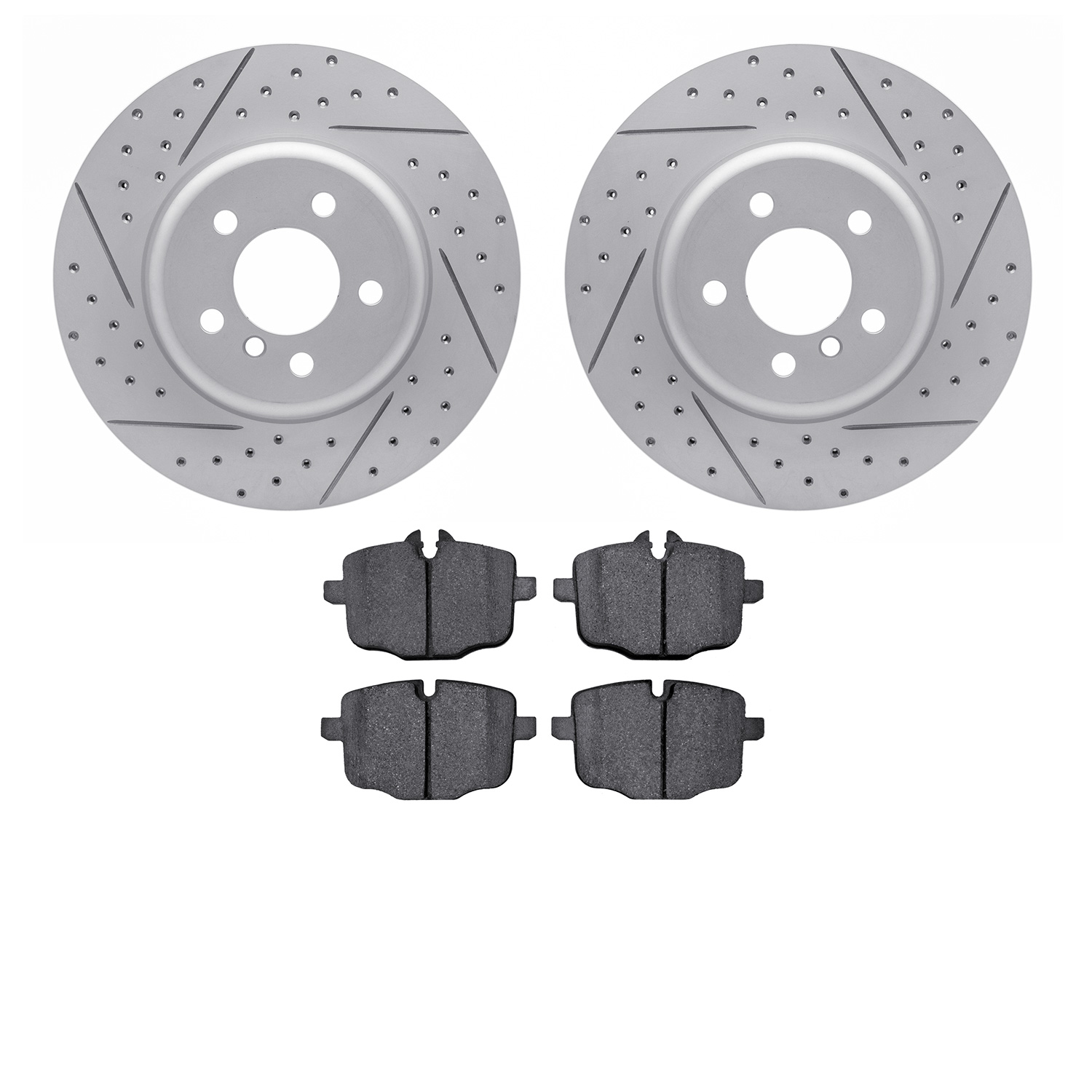 2502-31085 Geoperformance Drilled/Slotted Rotors w/5000 Advanced Brake Pads Kit, 2015-2015 BMW, Position: Rear