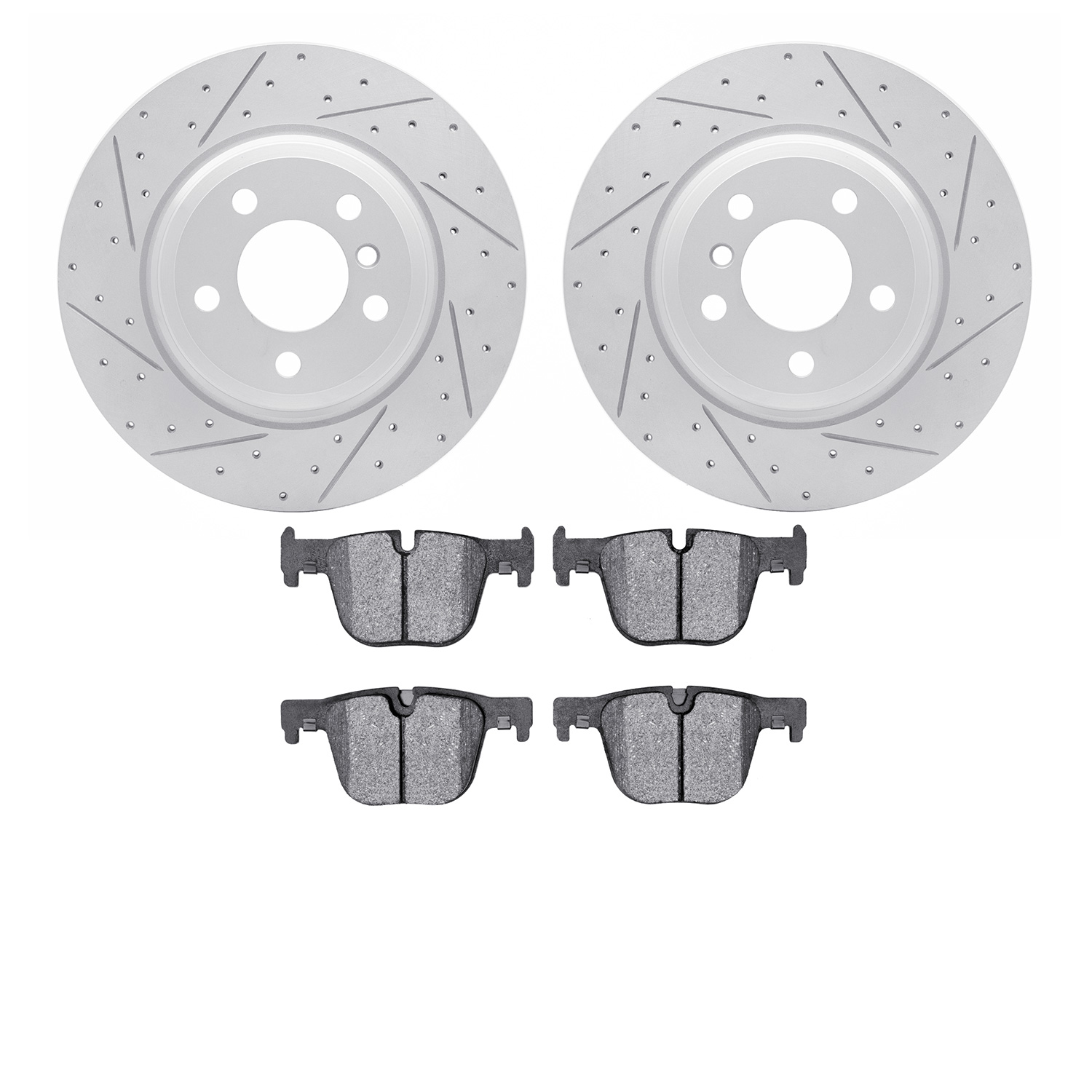 2502-31094 Geoperformance Drilled/Slotted Rotors w/5000 Advanced Brake Pads Kit, 2012-2020 BMW, Position: Rear