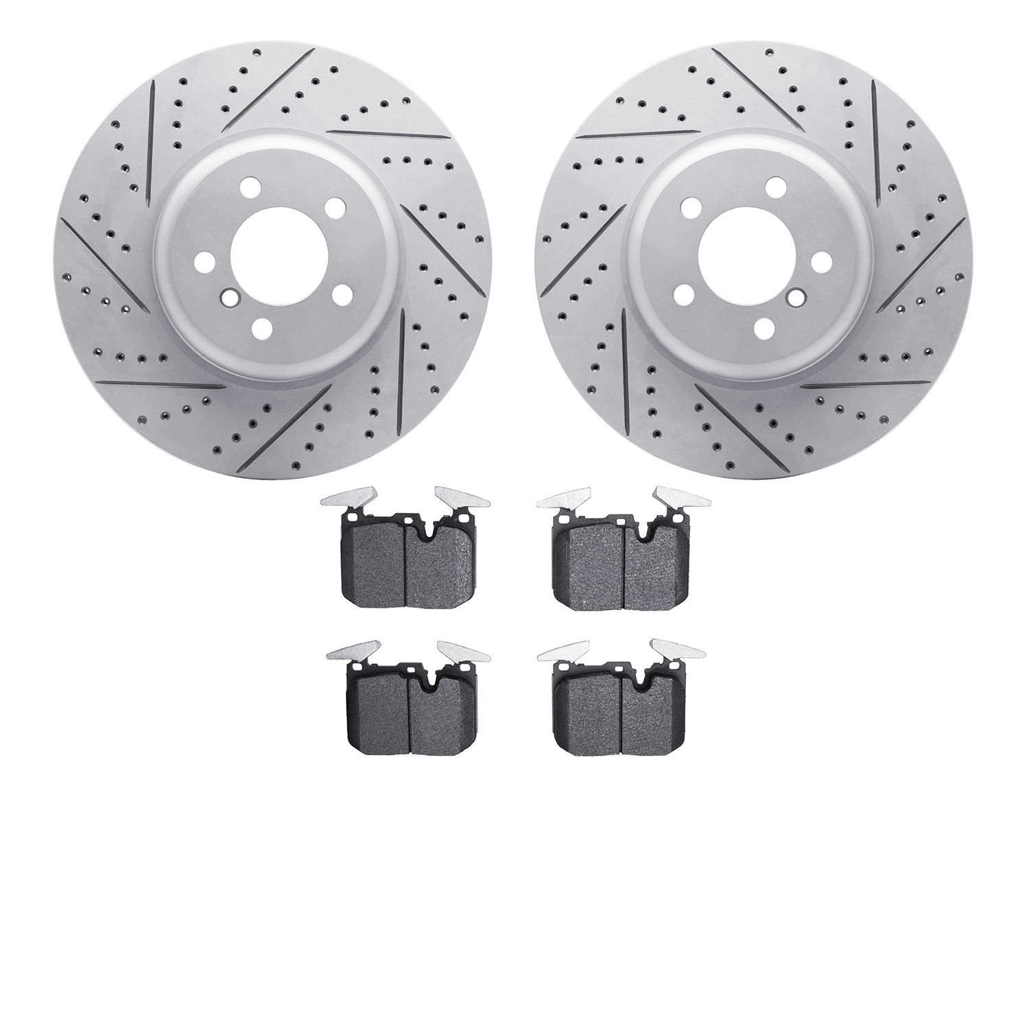 2502-31095 Geoperformance Drilled/Slotted Rotors w/5000 Advanced Brake Pads Kit, 2013-2020 BMW, Position: Front
