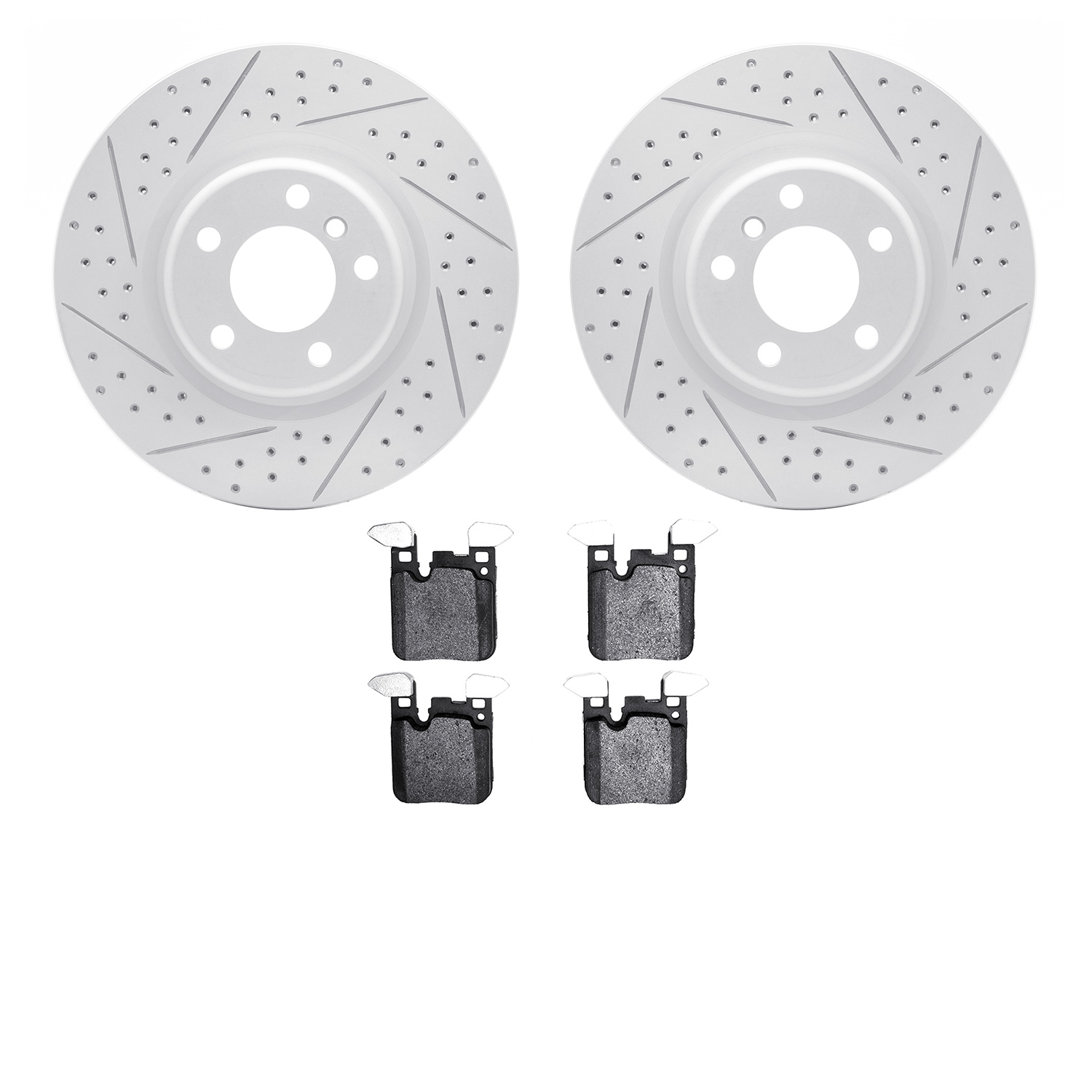 2502-31098 Geoperformance Drilled/Slotted Rotors w/5000 Advanced Brake Pads Kit, 2012-2020 BMW, Position: Rear