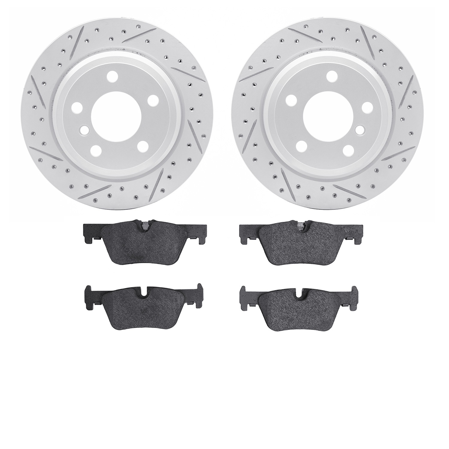 2502-31100 Geoperformance Drilled/Slotted Rotors w/5000 Advanced Brake Pads Kit, 2013-2020 BMW, Position: Rear