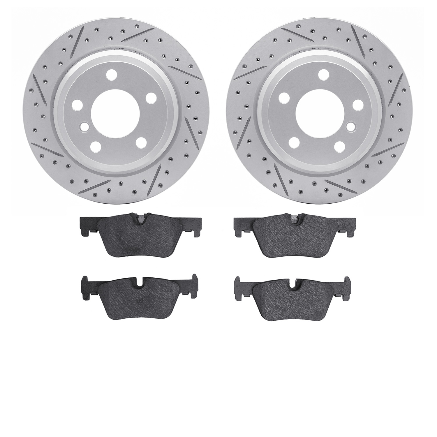 2502-31101 Geoperformance Drilled/Slotted Rotors w/5000 Advanced Brake Pads Kit, 2013-2020 BMW, Position: Rear