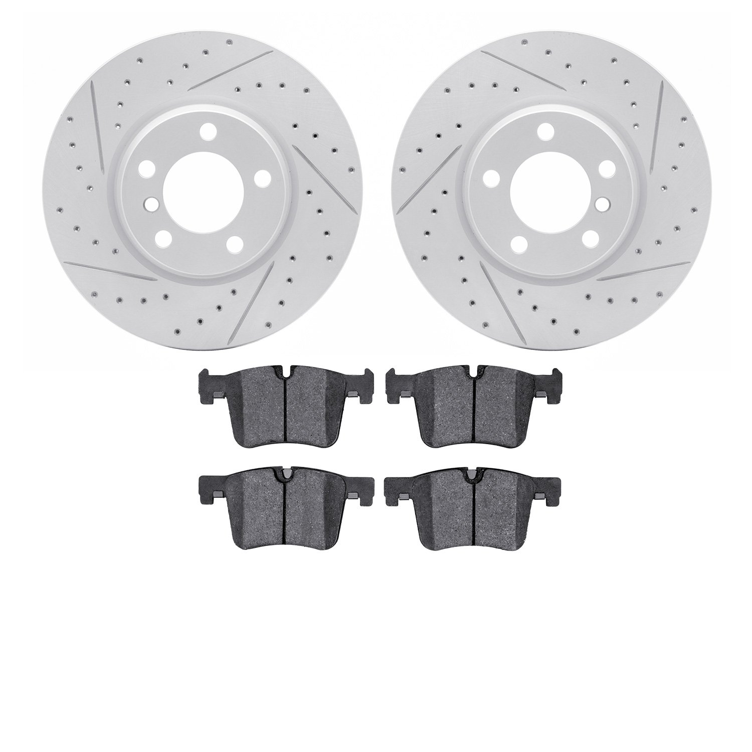 2502-31103 Geoperformance Drilled/Slotted Rotors w/5000 Advanced Brake Pads Kit, 2012-2018 BMW, Position: Front