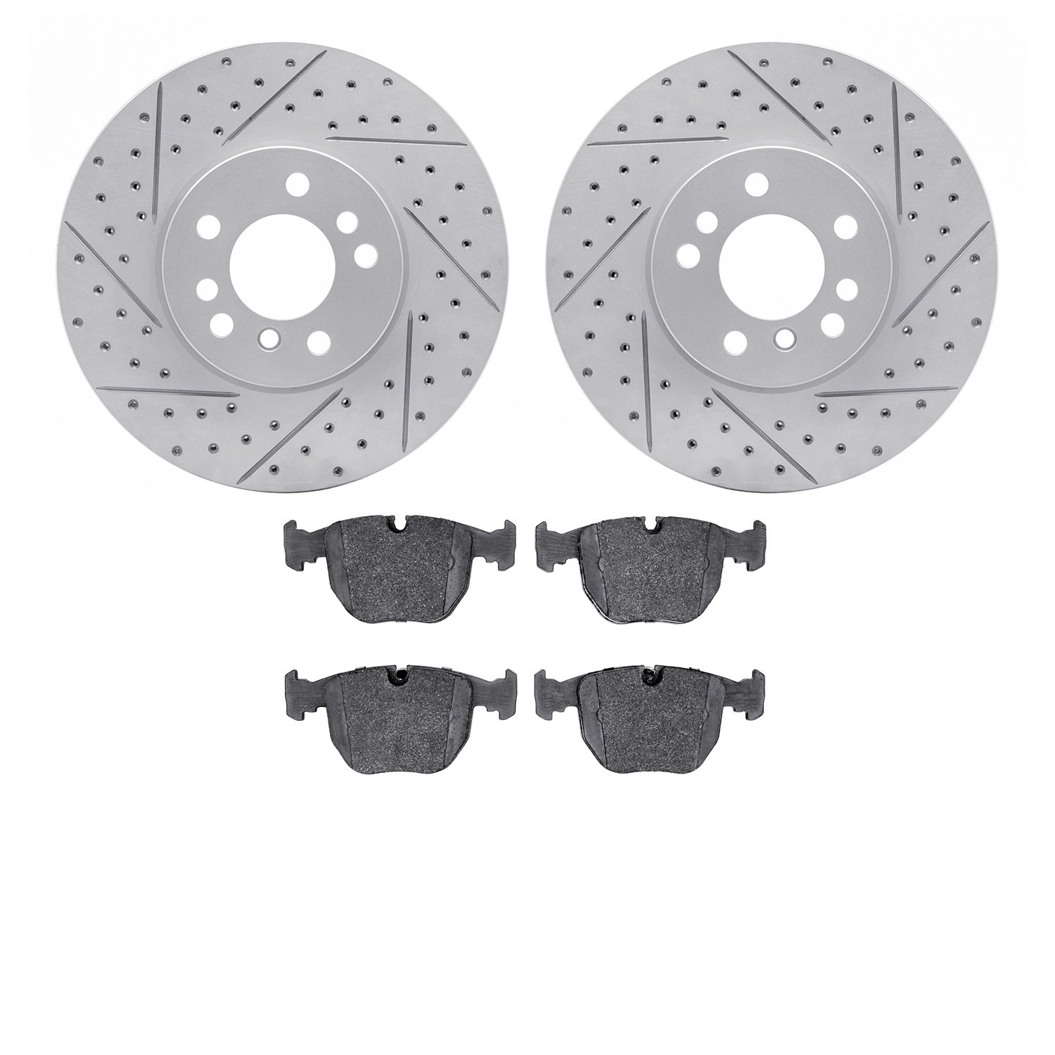 2502-31109 Geoperformance Drilled/Slotted Rotors w/5000 Advanced Brake Pads Kit, 2000-2006 BMW, Position: Front