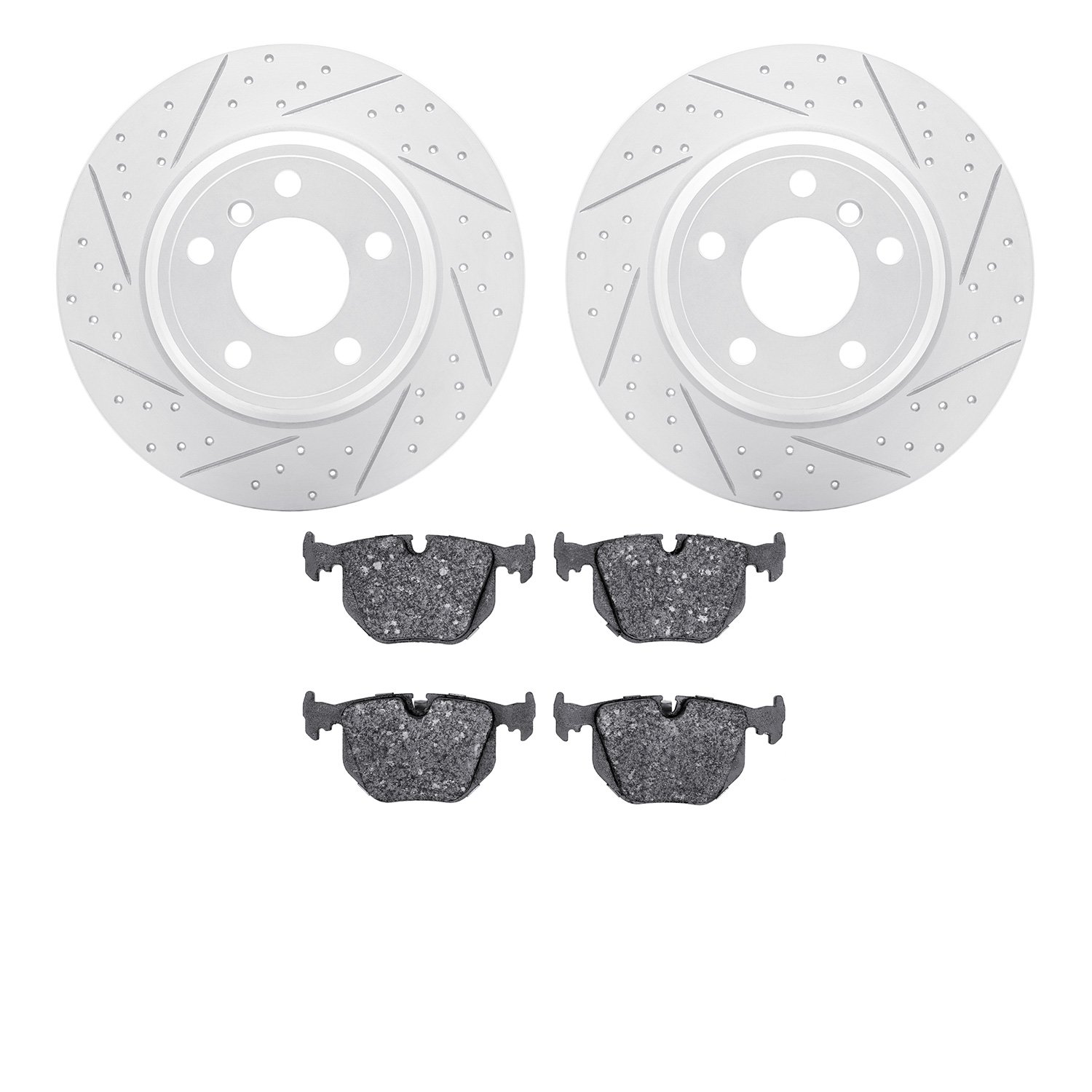 2502-31111 Geoperformance Drilled/Slotted Rotors w/5000 Advanced Brake Pads Kit, 2000-2006 BMW, Position: Rear