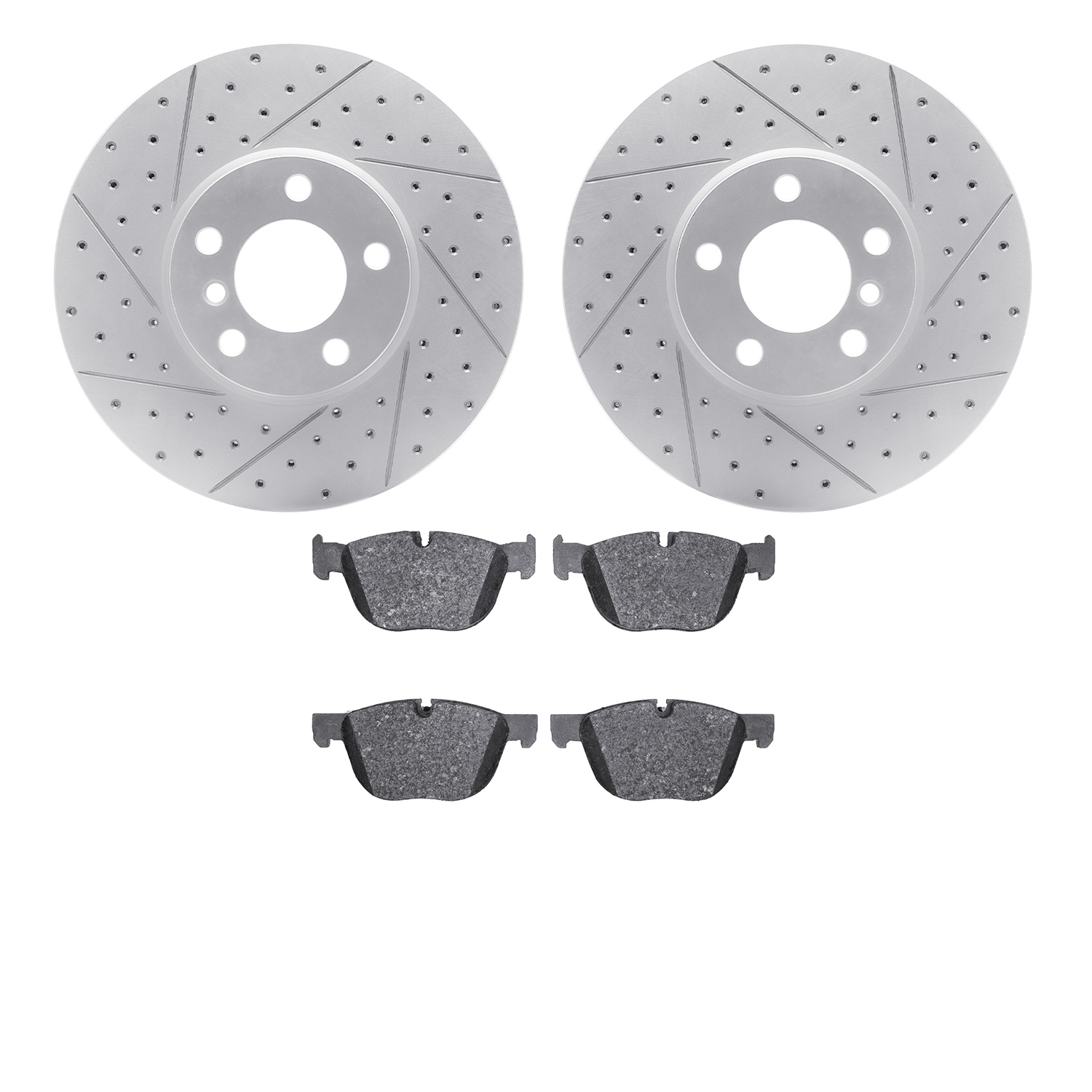 2502-31123 Geoperformance Drilled/Slotted Rotors w/5000 Advanced Brake Pads Kit, 2007-2014 BMW, Position: Front