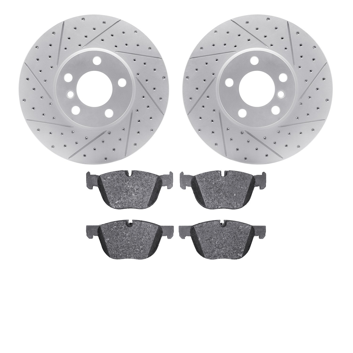 2502-31124 Geoperformance Drilled/Slotted Rotors w/5000 Advanced Brake Pads Kit, 2014-2019 BMW, Position: Front