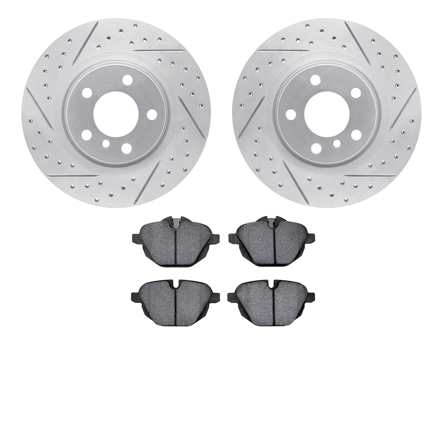 2502-31130 Geoperformance Drilled/Slotted Rotors w/5000 Advanced Brake Pads Kit, 2015-2018 BMW, Position: Rear
