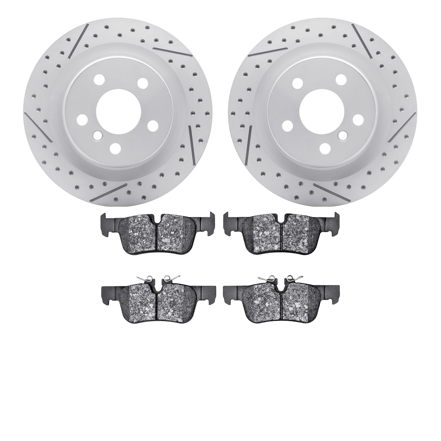 2502-31135 Geoperformance Drilled/Slotted Rotors w/5000 Advanced Brake Pads Kit, 2018-2018 BMW, Position: Rear